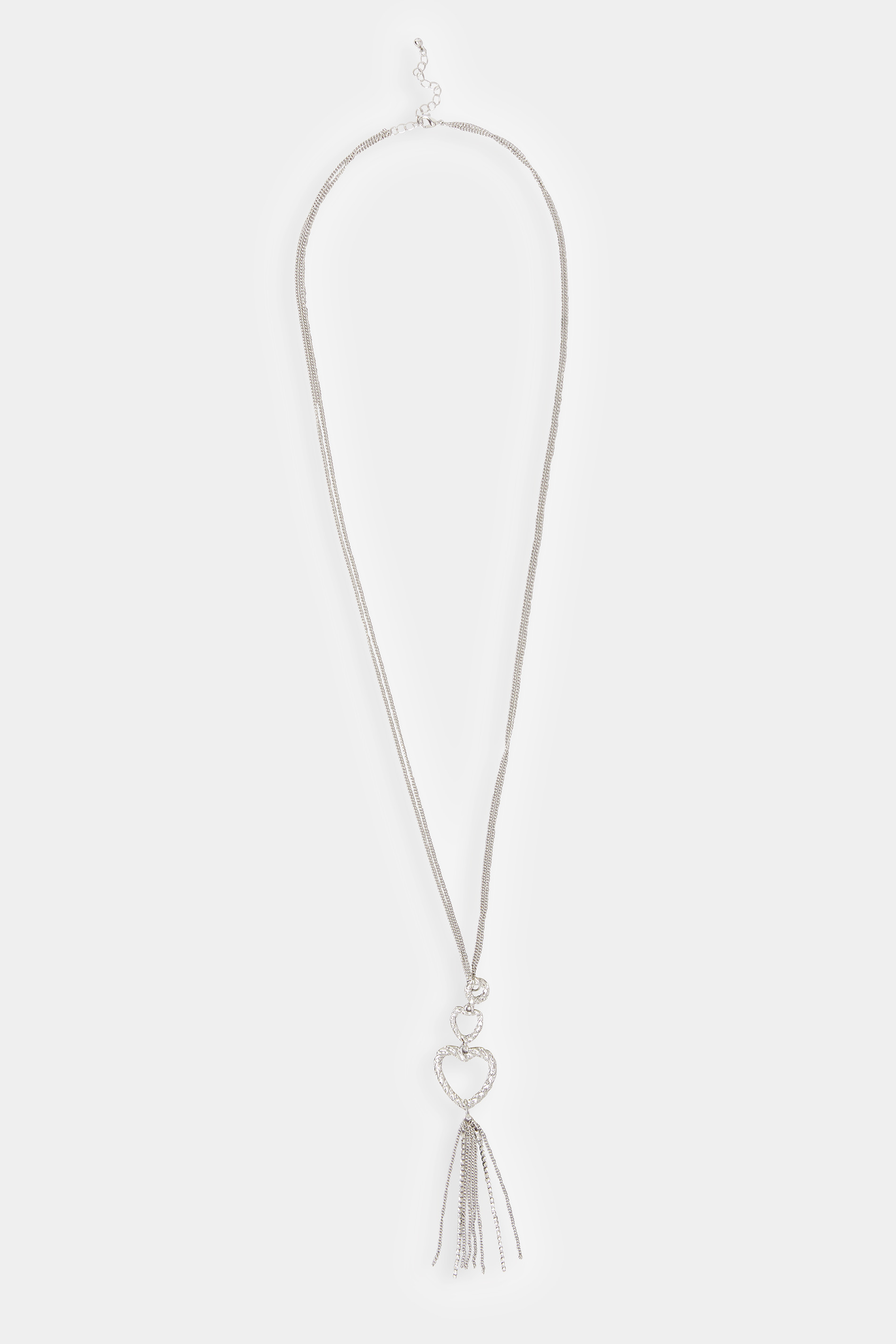 Silver Tone Heart Tassel Necklace | Yours Clothing 2