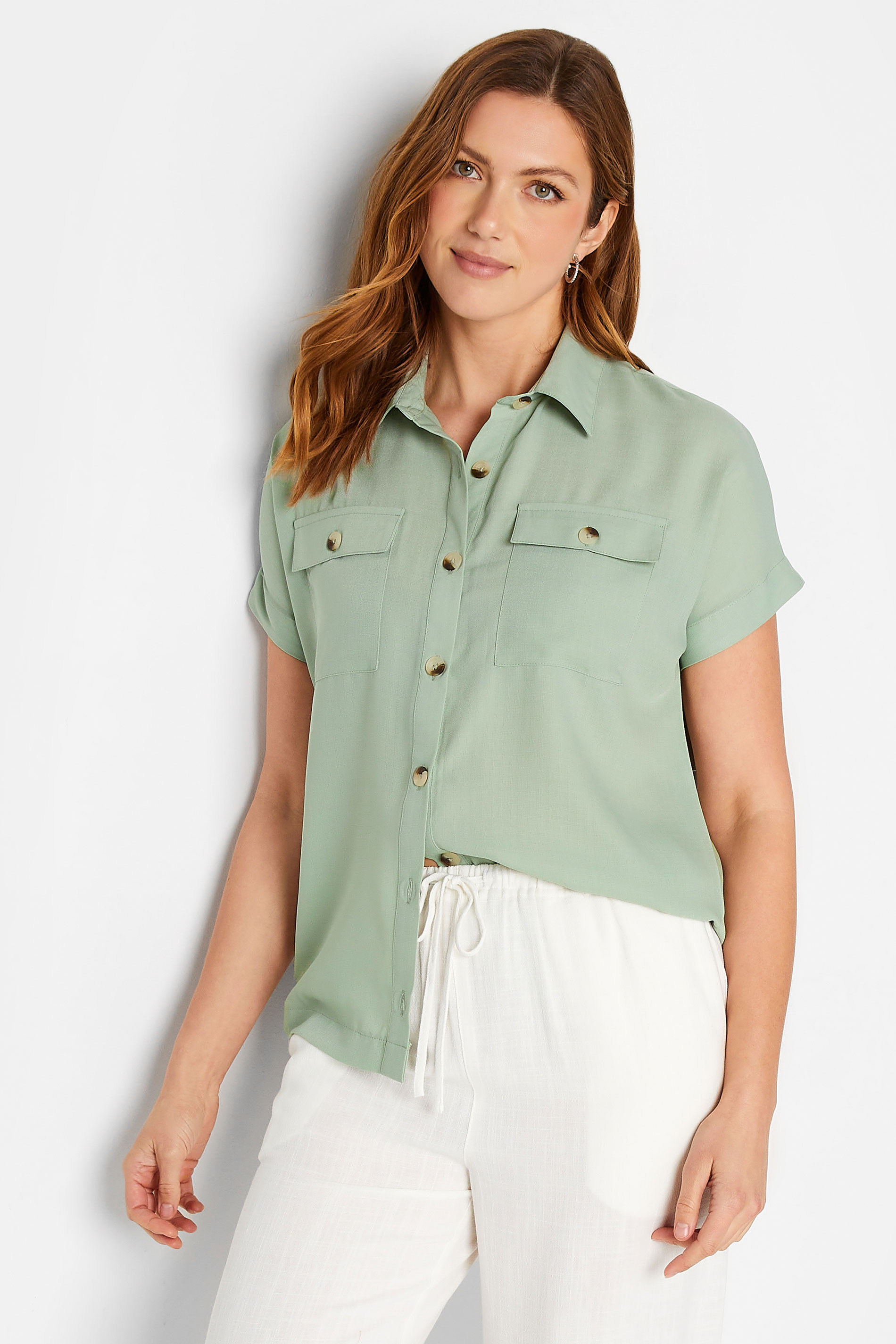 LTS Tall Women's Green Pocket Utility Shirt | Long Tall Sally 1