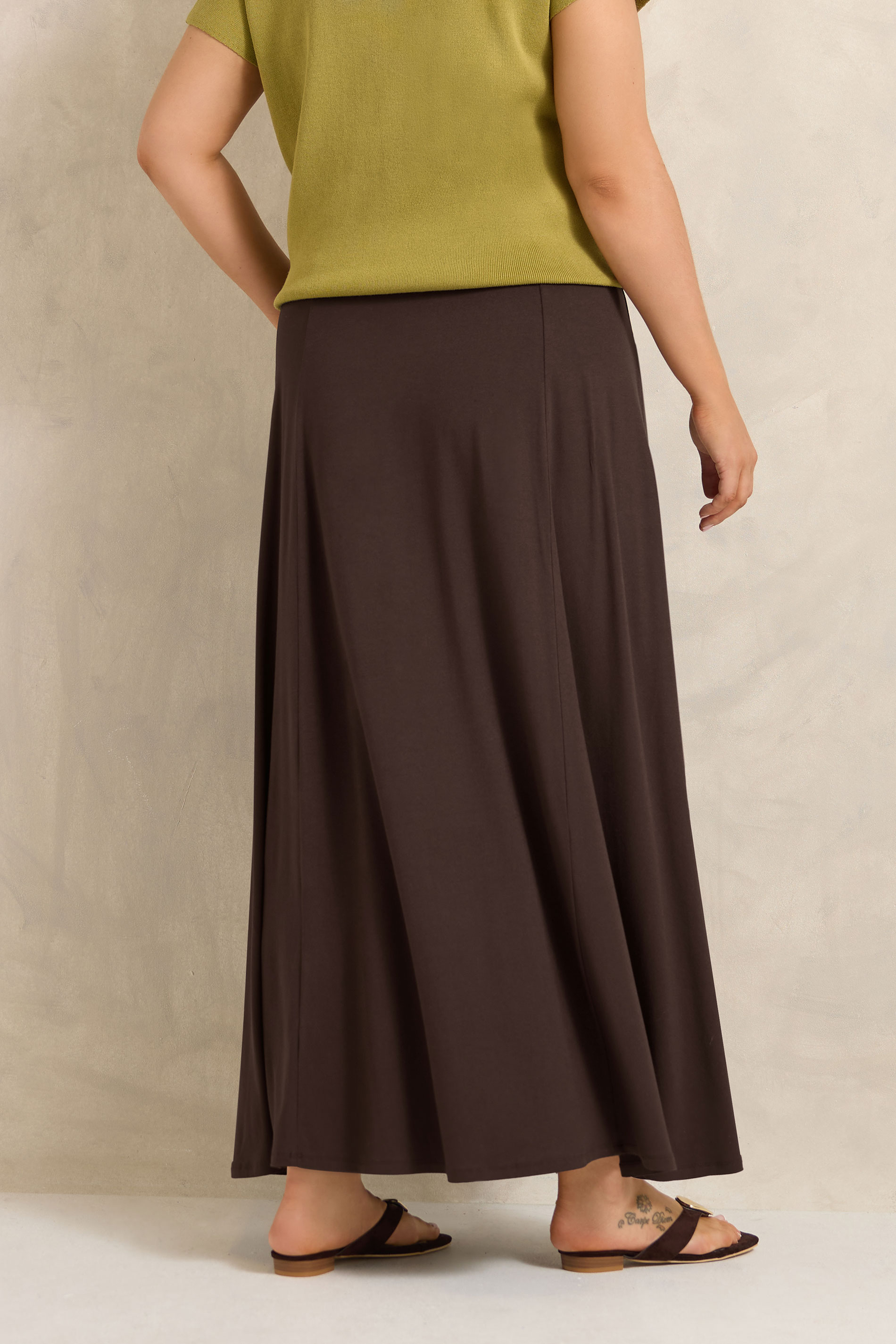 EVANS Plus Size Chocolate Brown Maxi Skirt | Evans  2