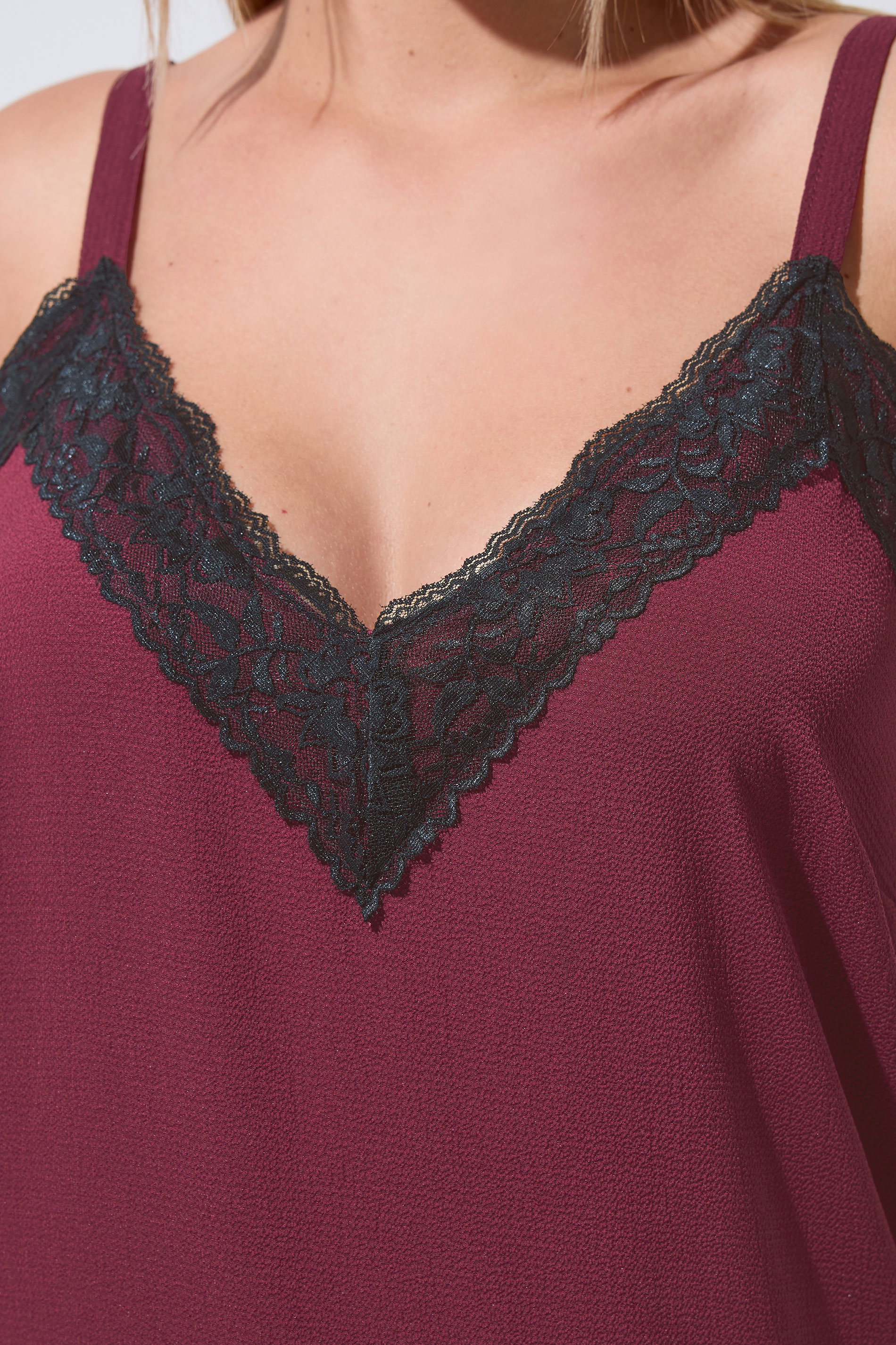 LIMITED COLLECTION Plus Size Burgundy Red Lace Vest Top | Yours Clothing 4
