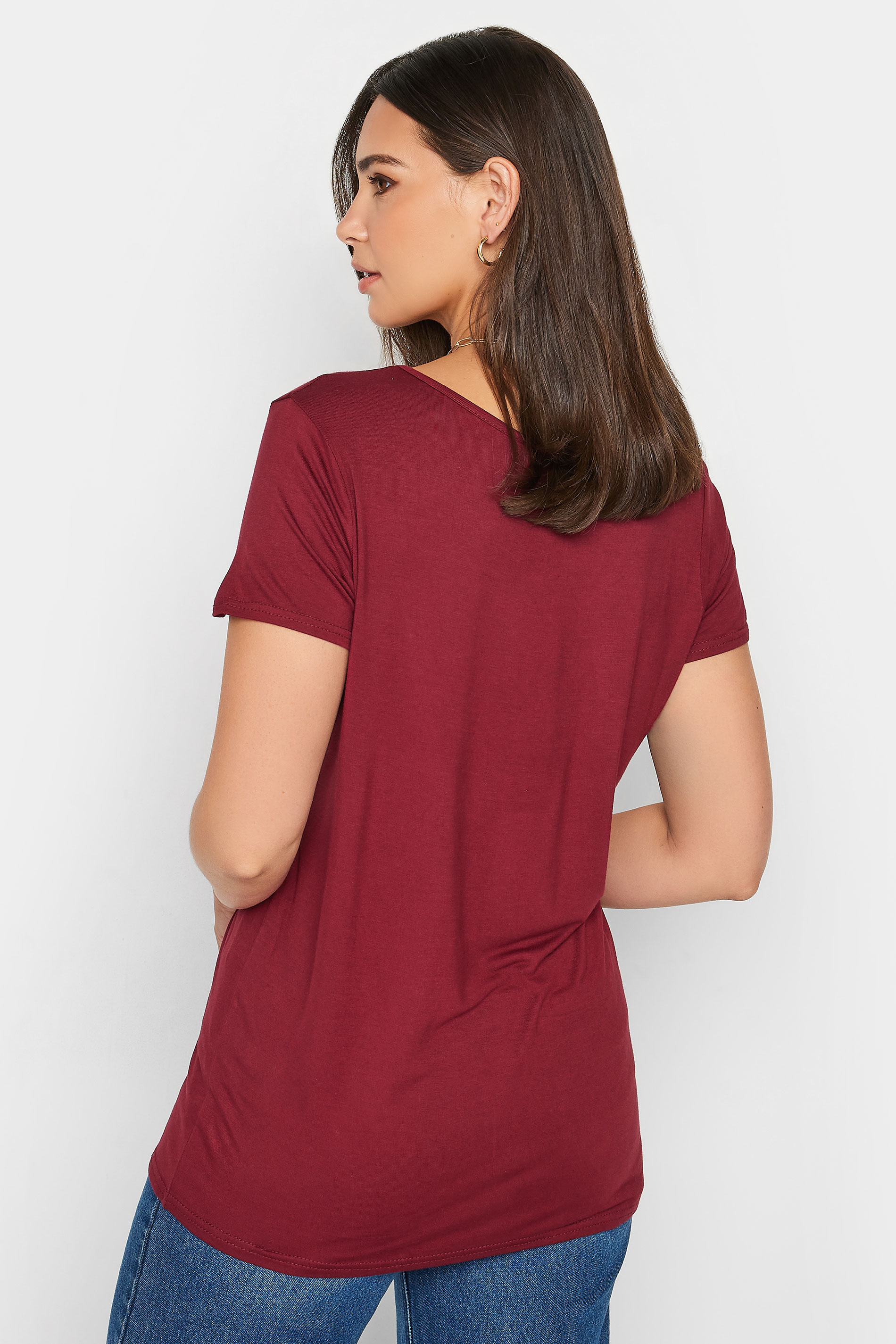 LTS Tall Women's Berry Red V-Neck T-Shirt | Long Tall Sally 3