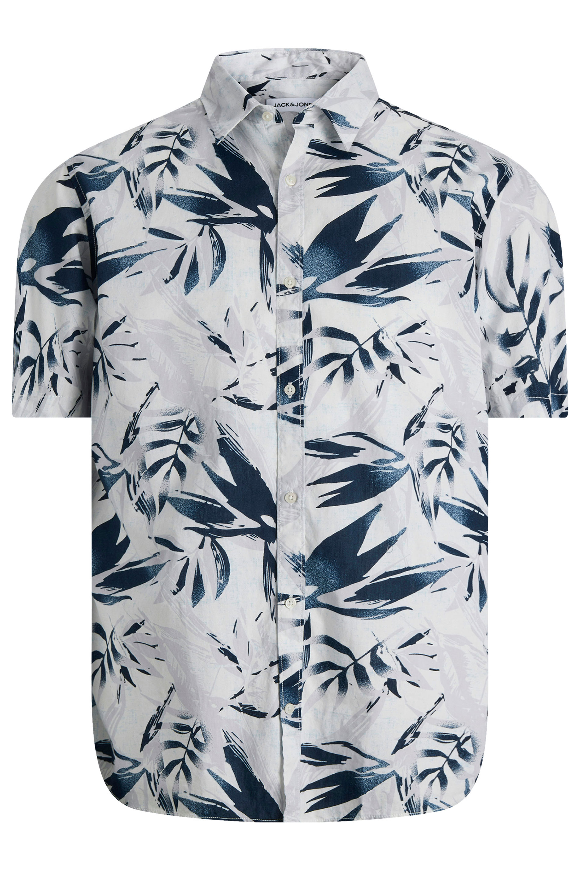 JACK & JONES Big & Tall White Tropical Print Short Sleeve Shirt | BadRhino 2