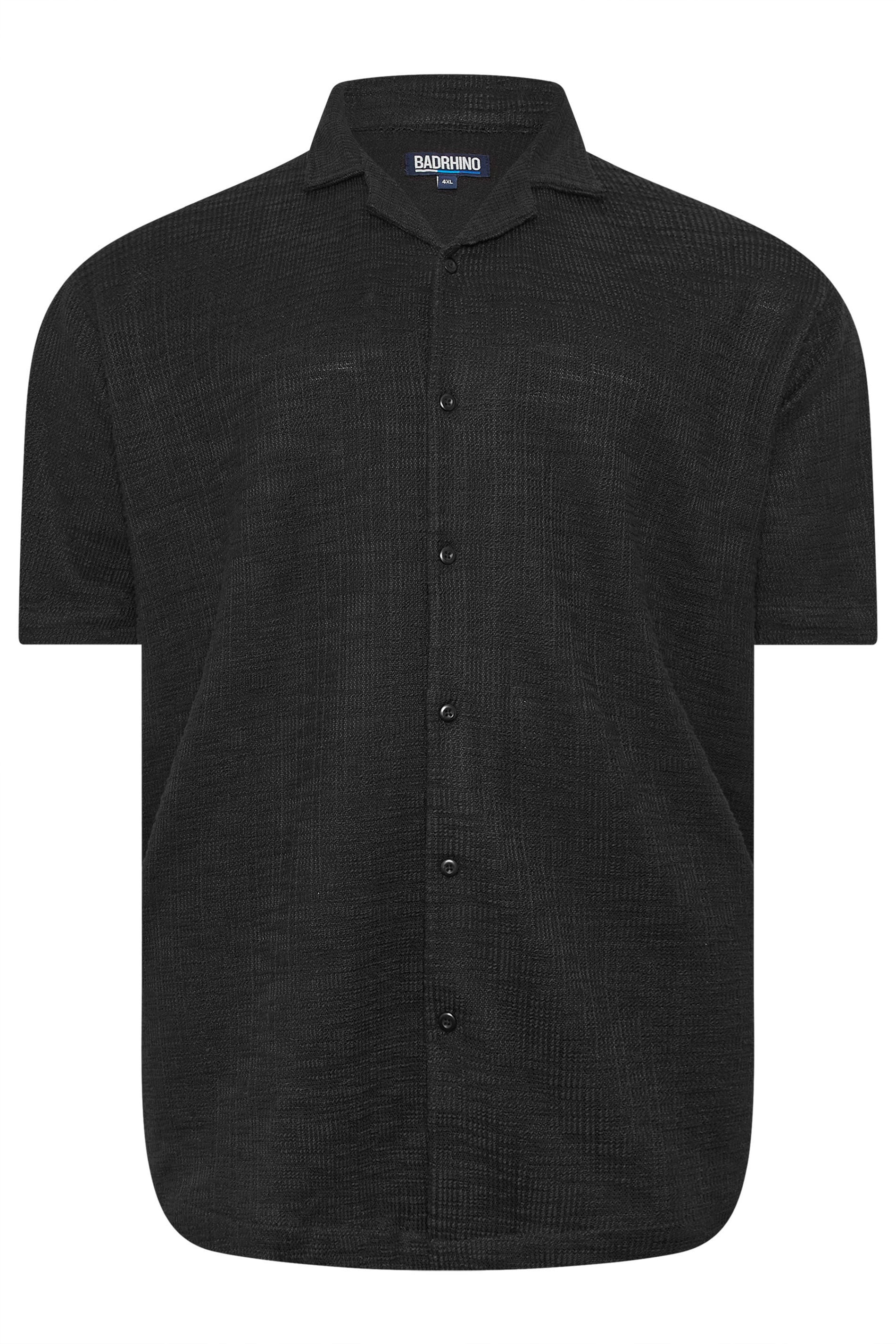 BadRhino Big & Tall Black Textured Revere Shirt | BadRhino 6
