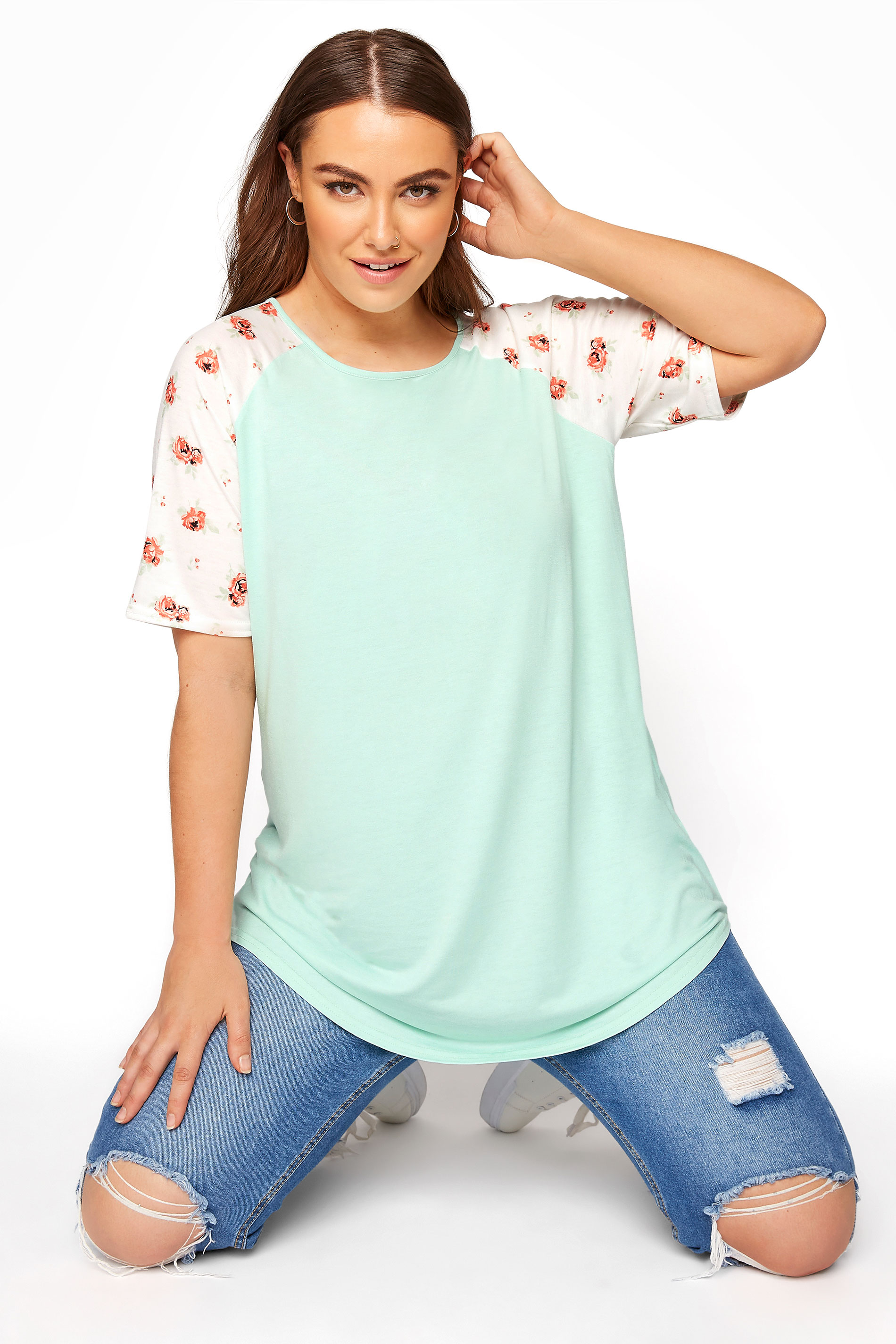 LIMITED COLLECTION Mint Floral Raglan Sleeve Top