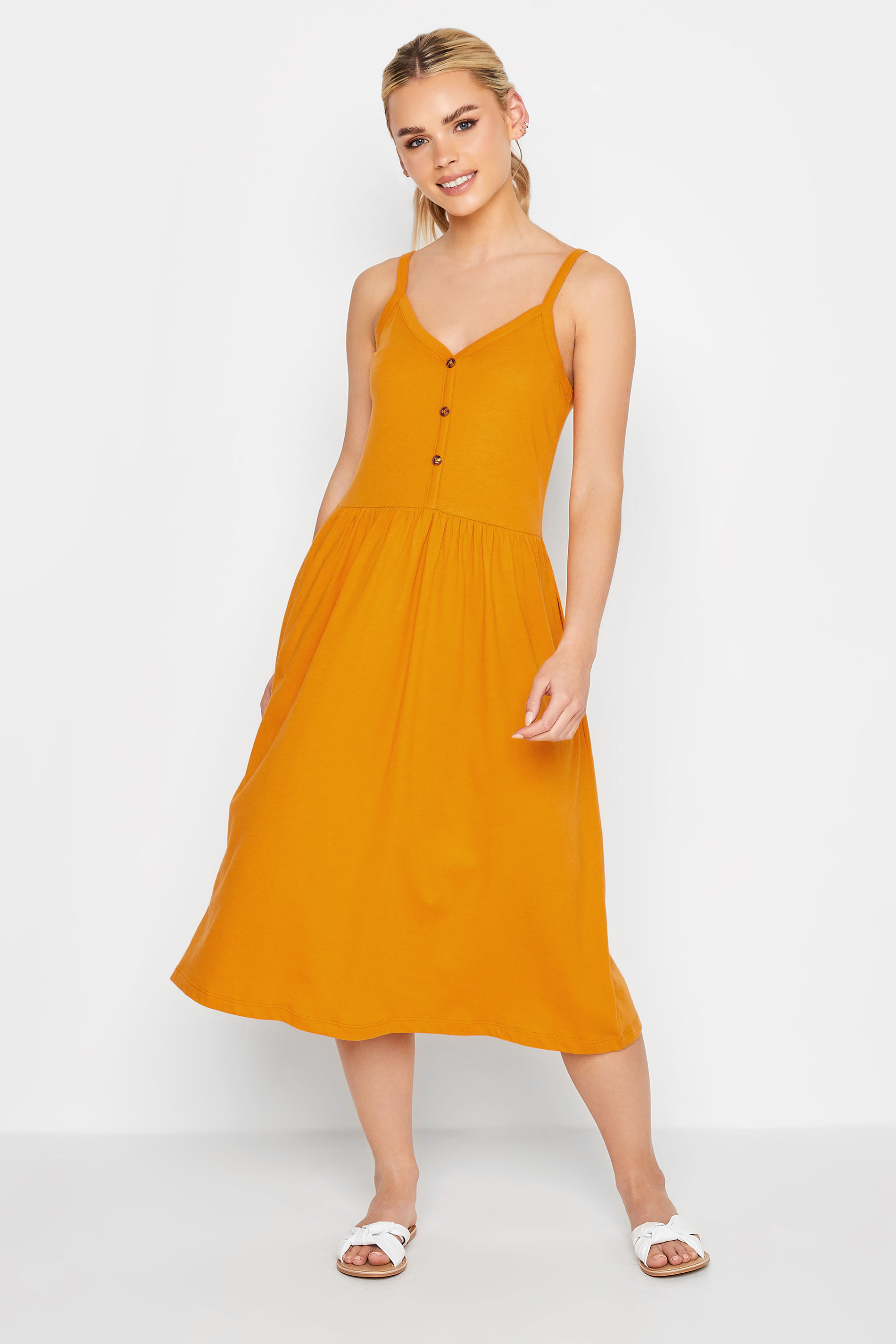 PixieGirl Yellow Button Through Midi Dress | PixieGirl 1