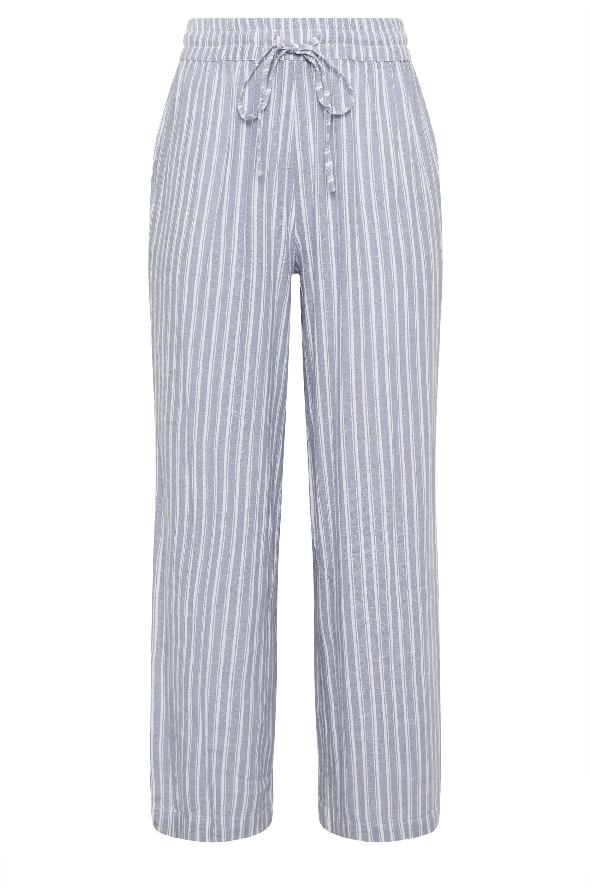 M&Co Blue Stripe Tie Waist Cotton Trousers | M&Co 6