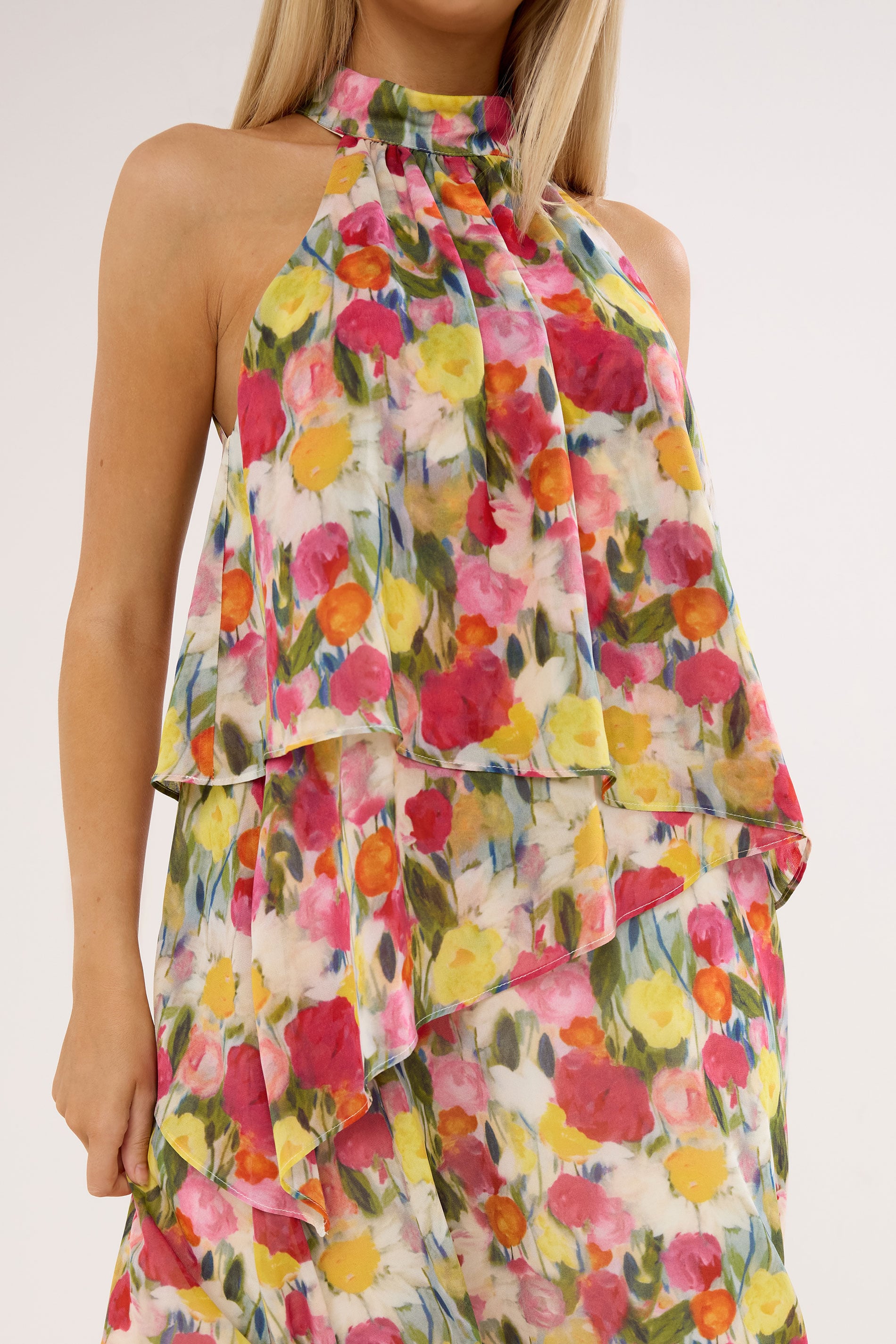 STAR Pink Floral Tiered Halterneck Dress | StarByJM 4
