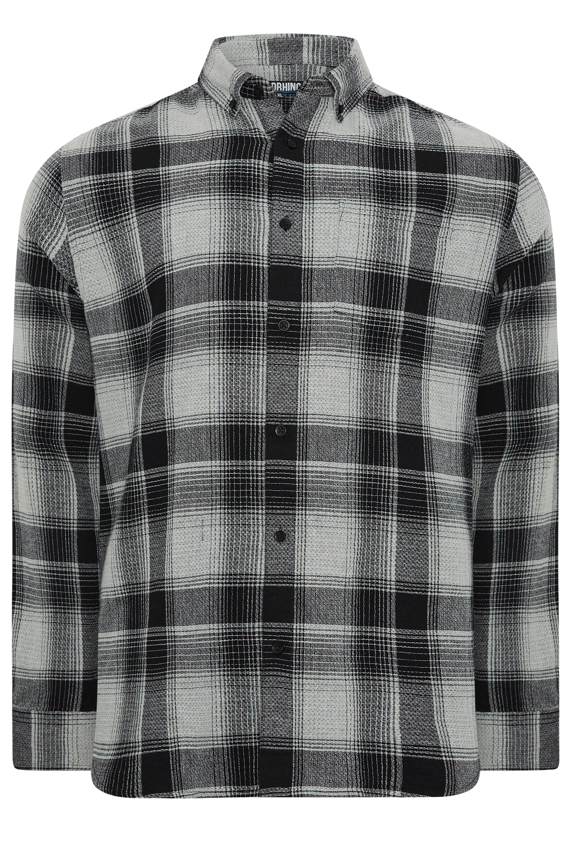 BadRhino Big & Tall Black Check Long Sleeve Shirt | BadRhino 1