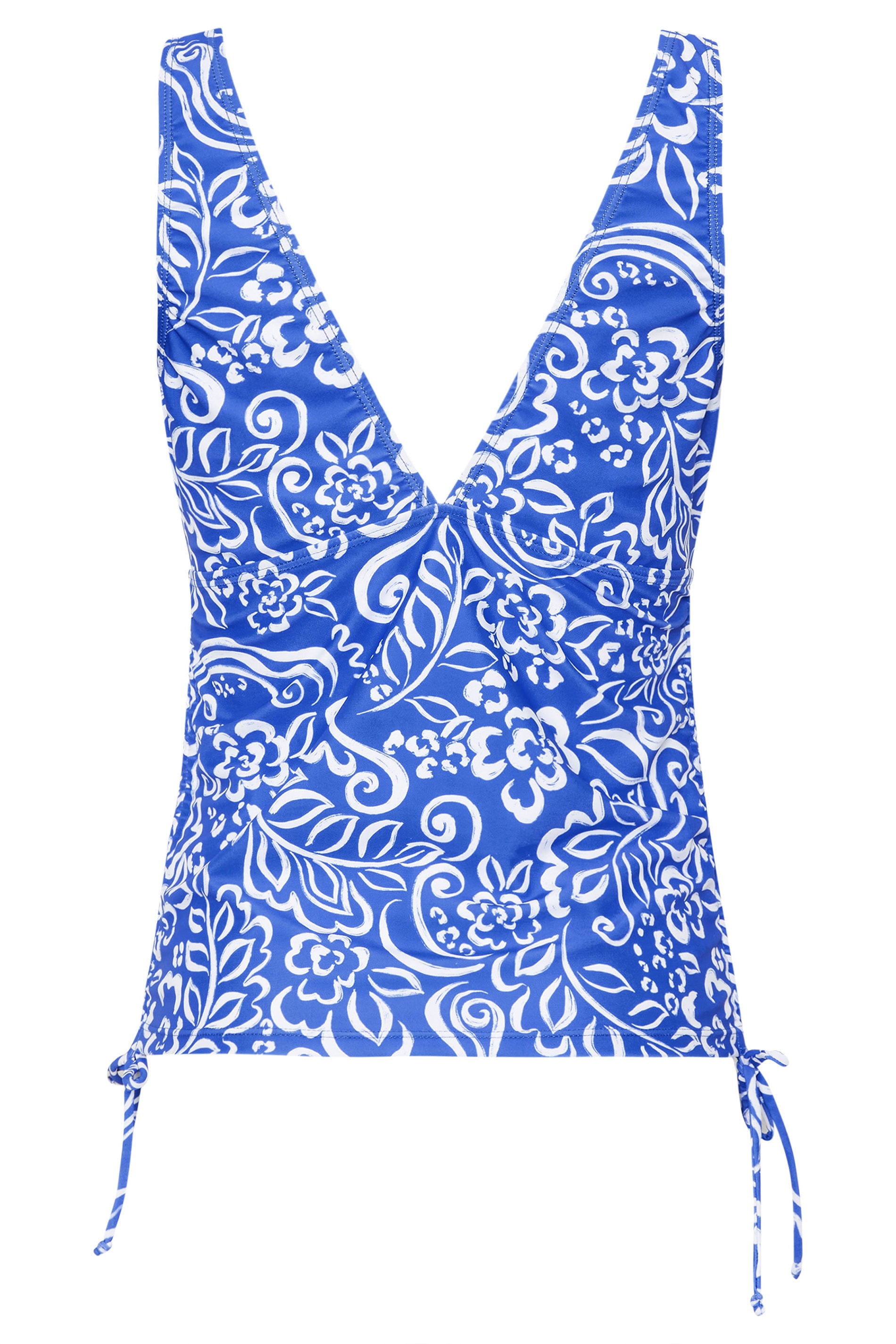 M&Co Blue Floral Print Adjustable Tankini Top | M&Co 6
