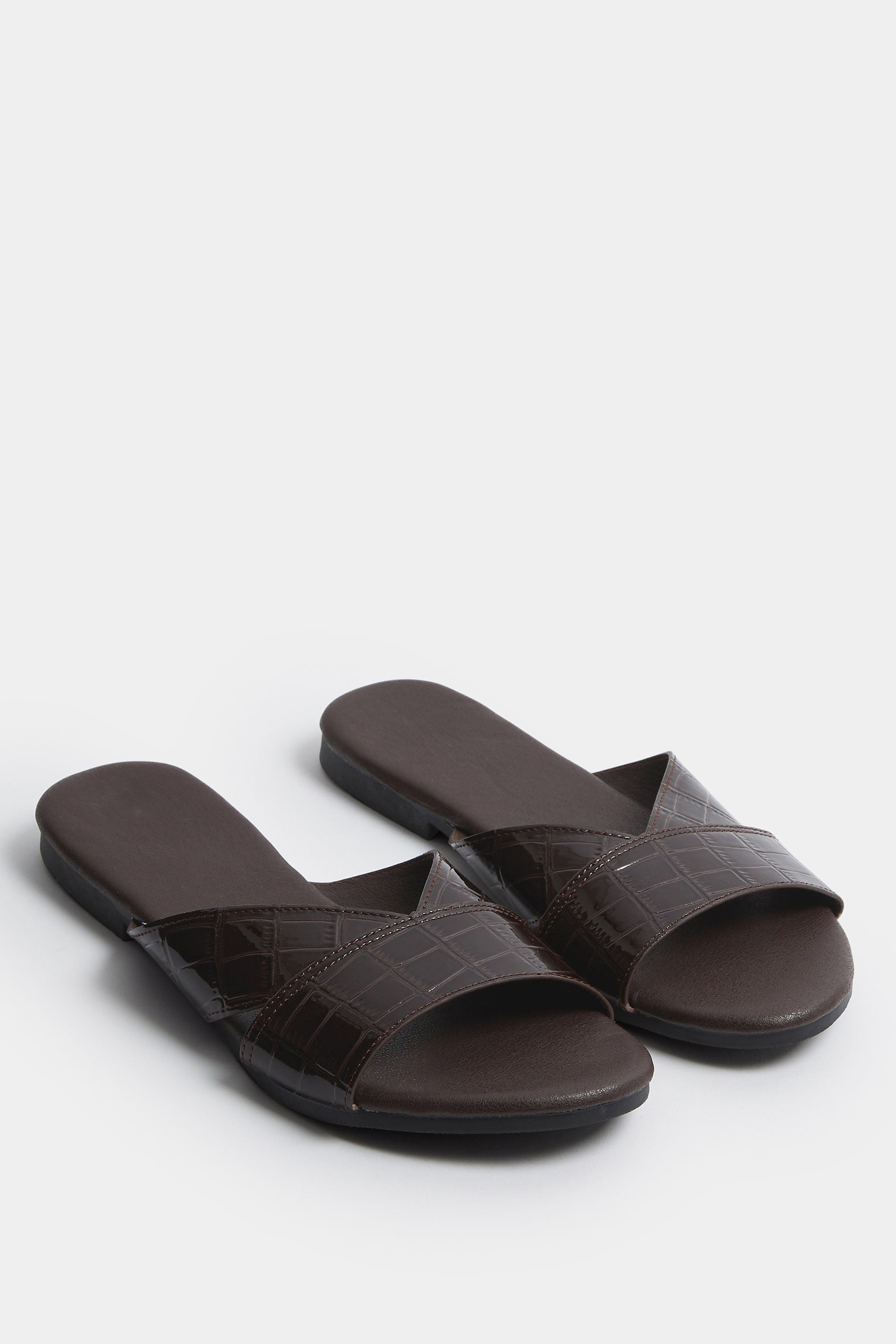 Chocolate Brown Faux Leather Mule Sandals | Yours Clothing 3