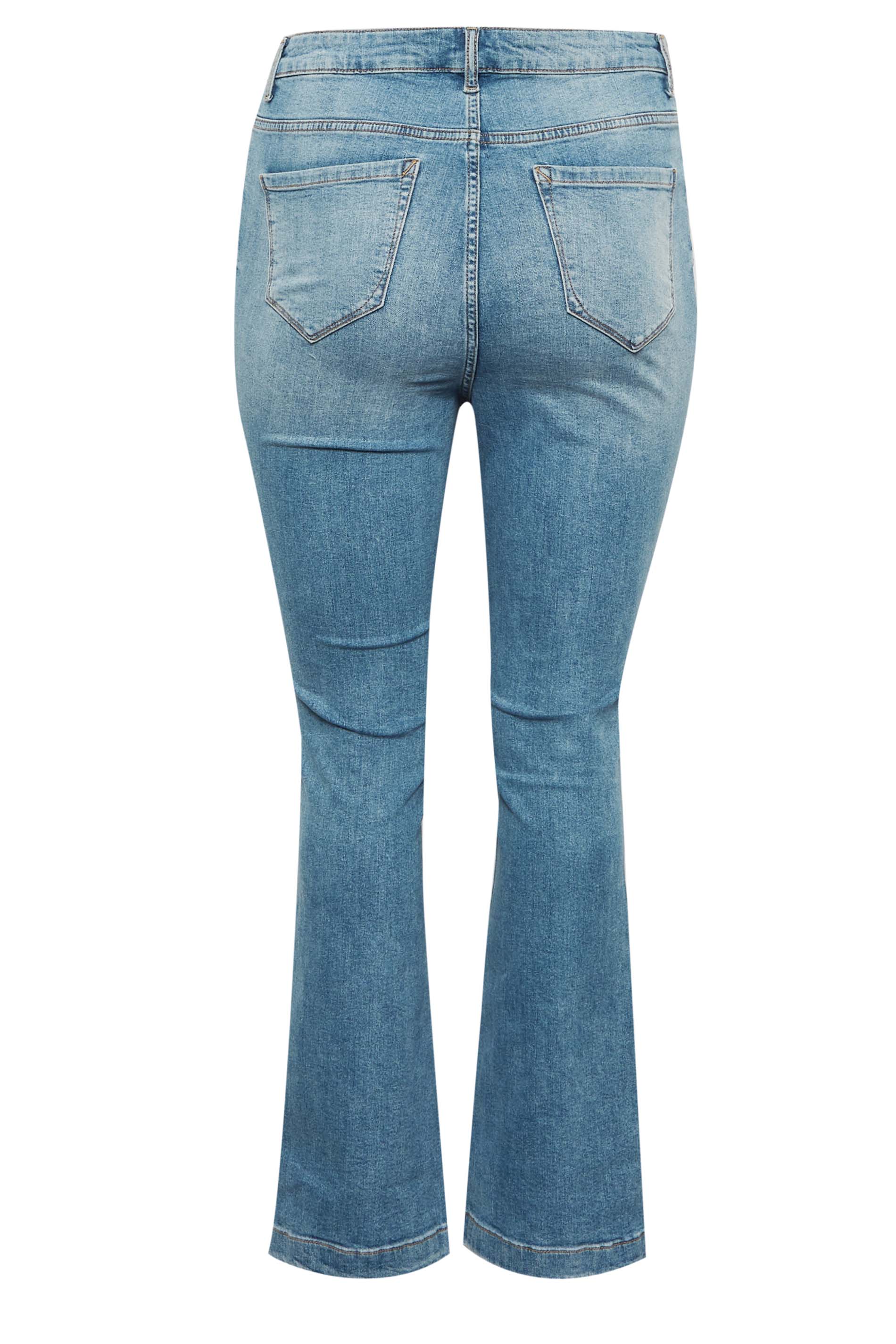 Plus Size Mid Blue Stretch Flared Jeans