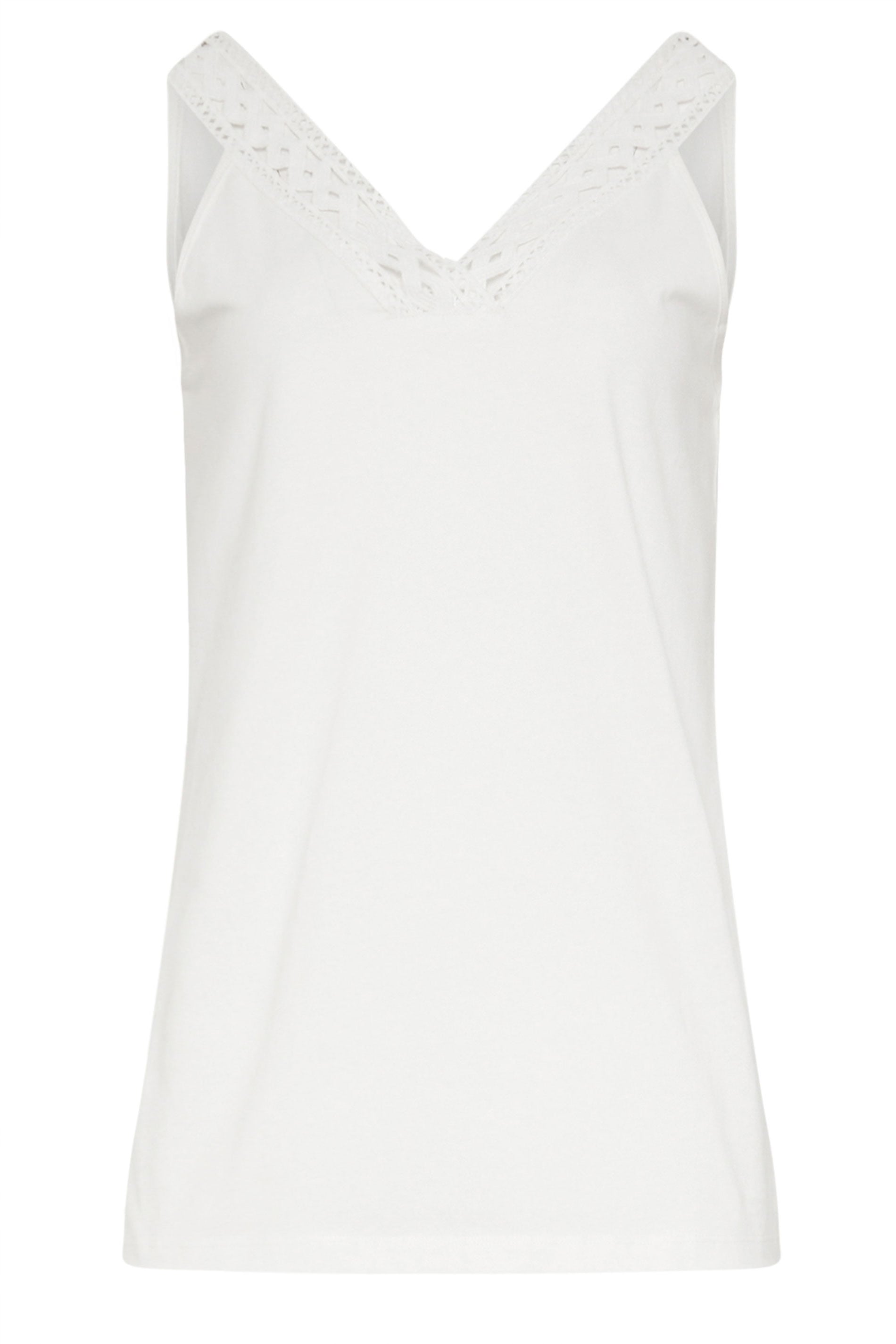 LTS Tall Women's White Lace V-Neck Cotton Vest | Long Tall Sally 5