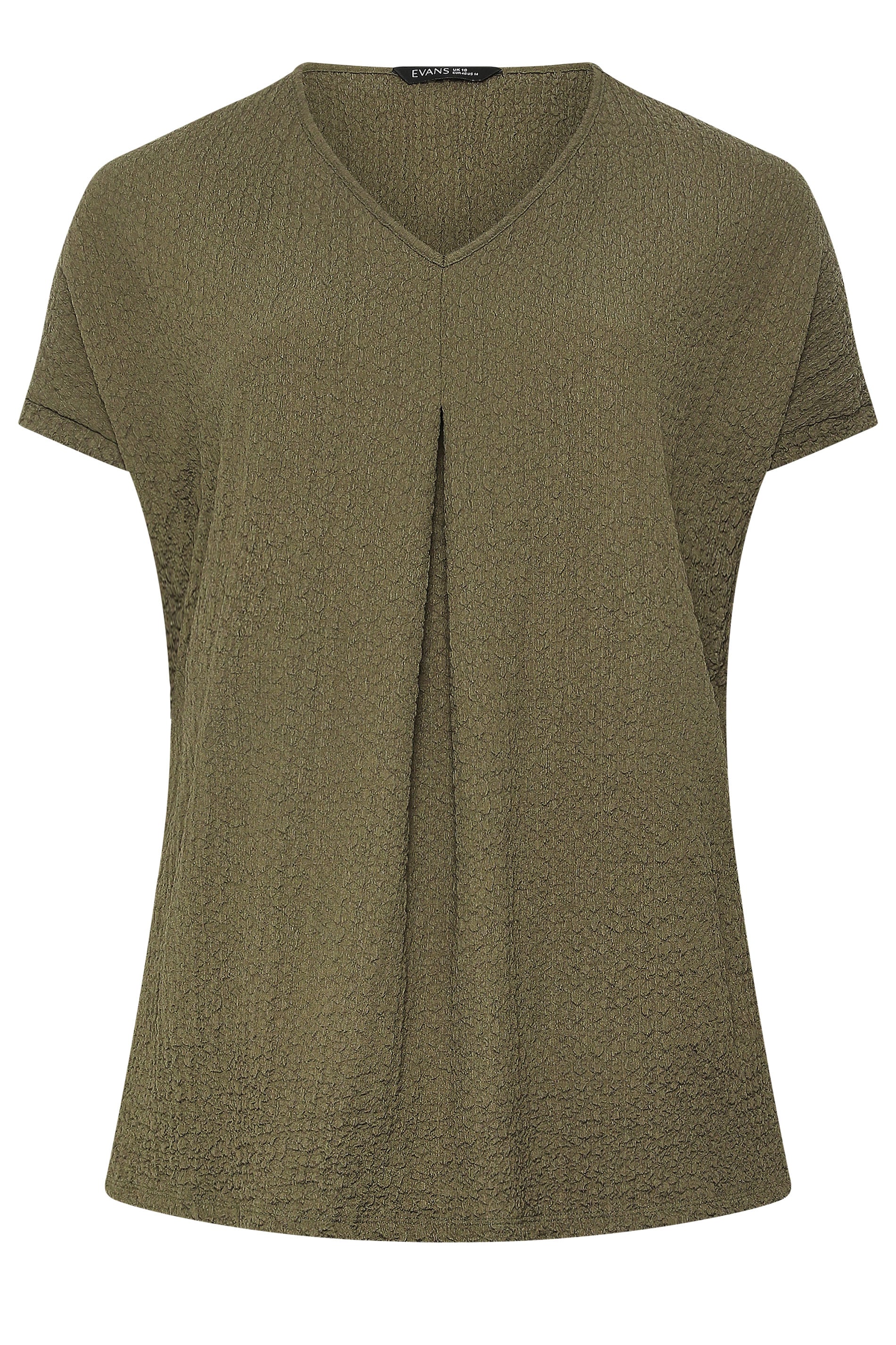 EVANS Plus Size Khaki Green Plisse Pleat Top | Evans 5
