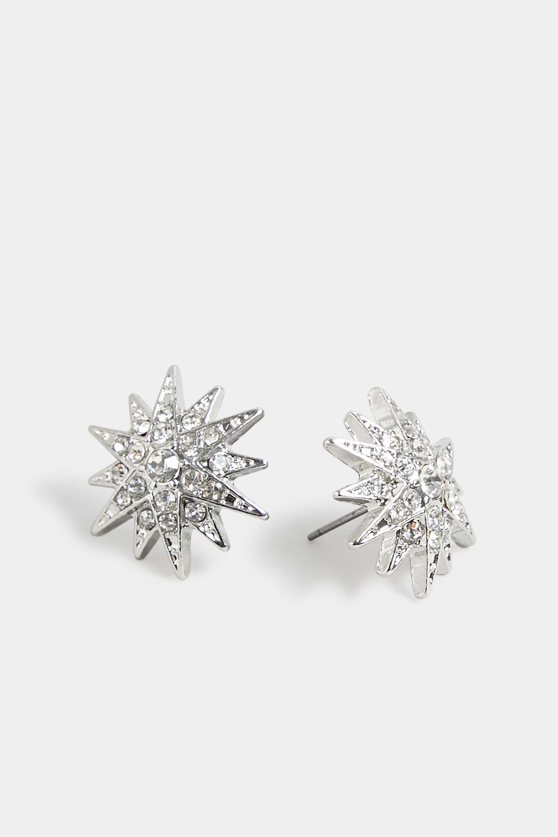 Silver Diamante Star Stud Earrings | Yours Clothing 3