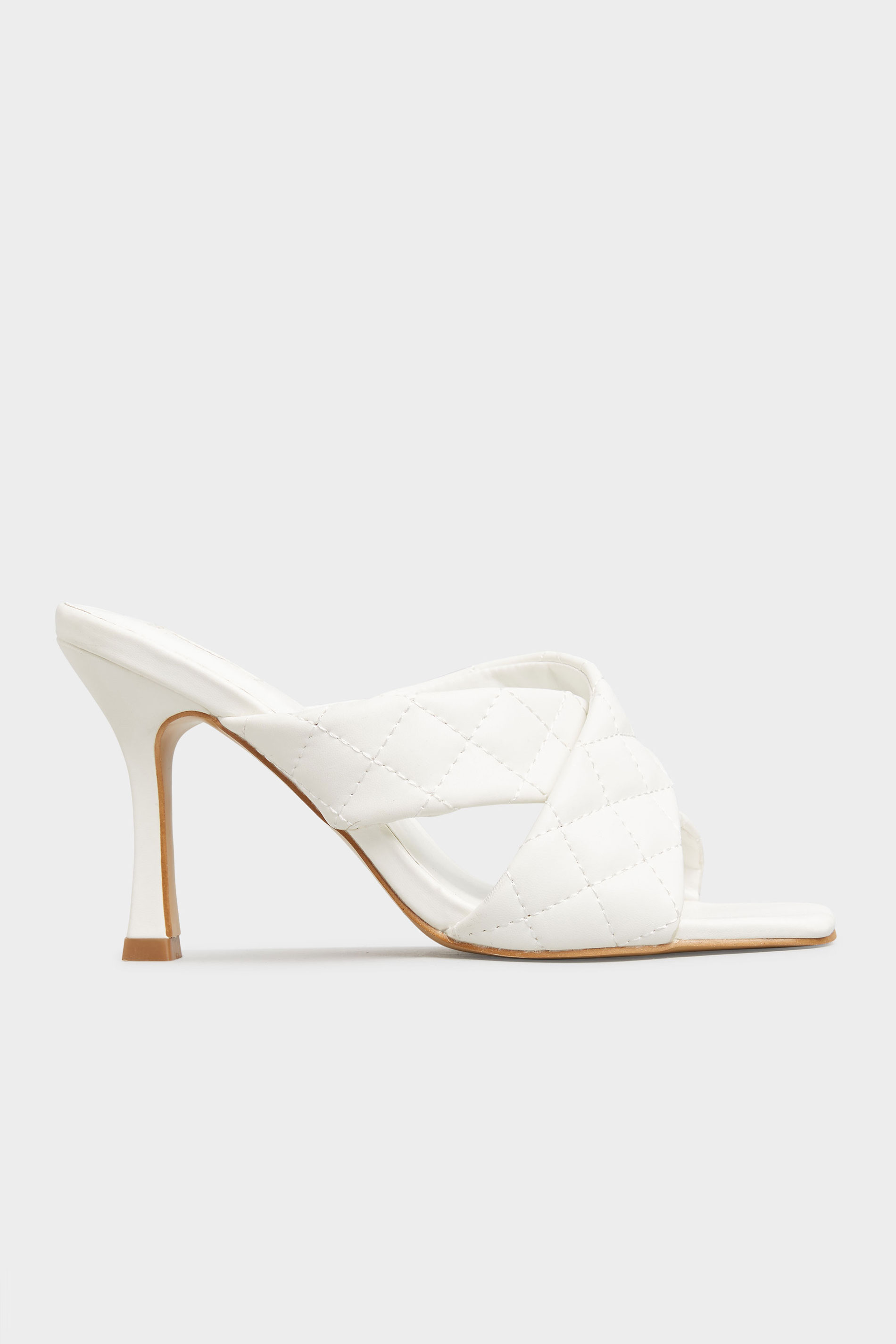 LIMITED COLLECTION White Cross Quilted Stiletto Mules In Extra Wide Fit ...
