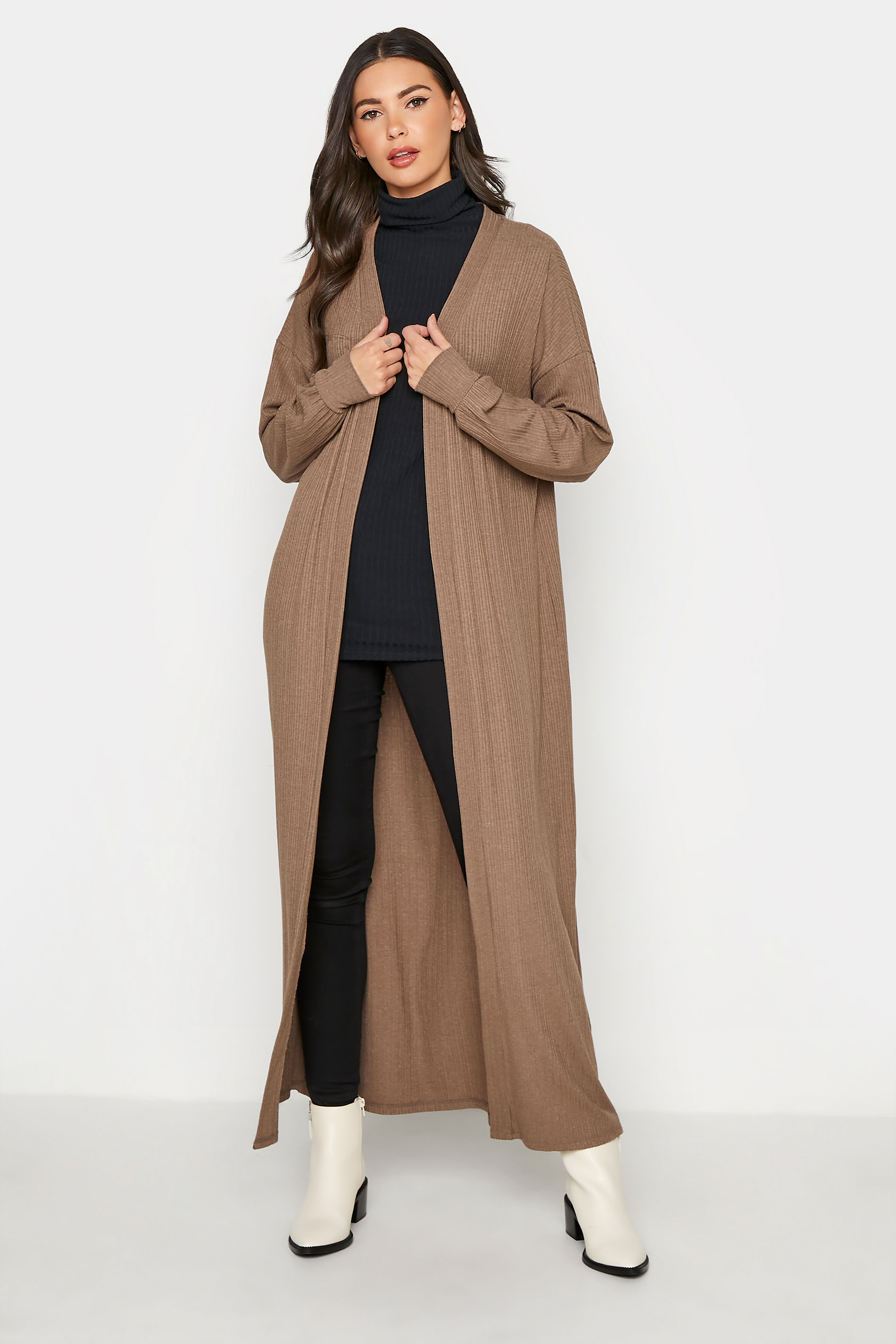 LTS Brown Ribbed Longline Cardigan 