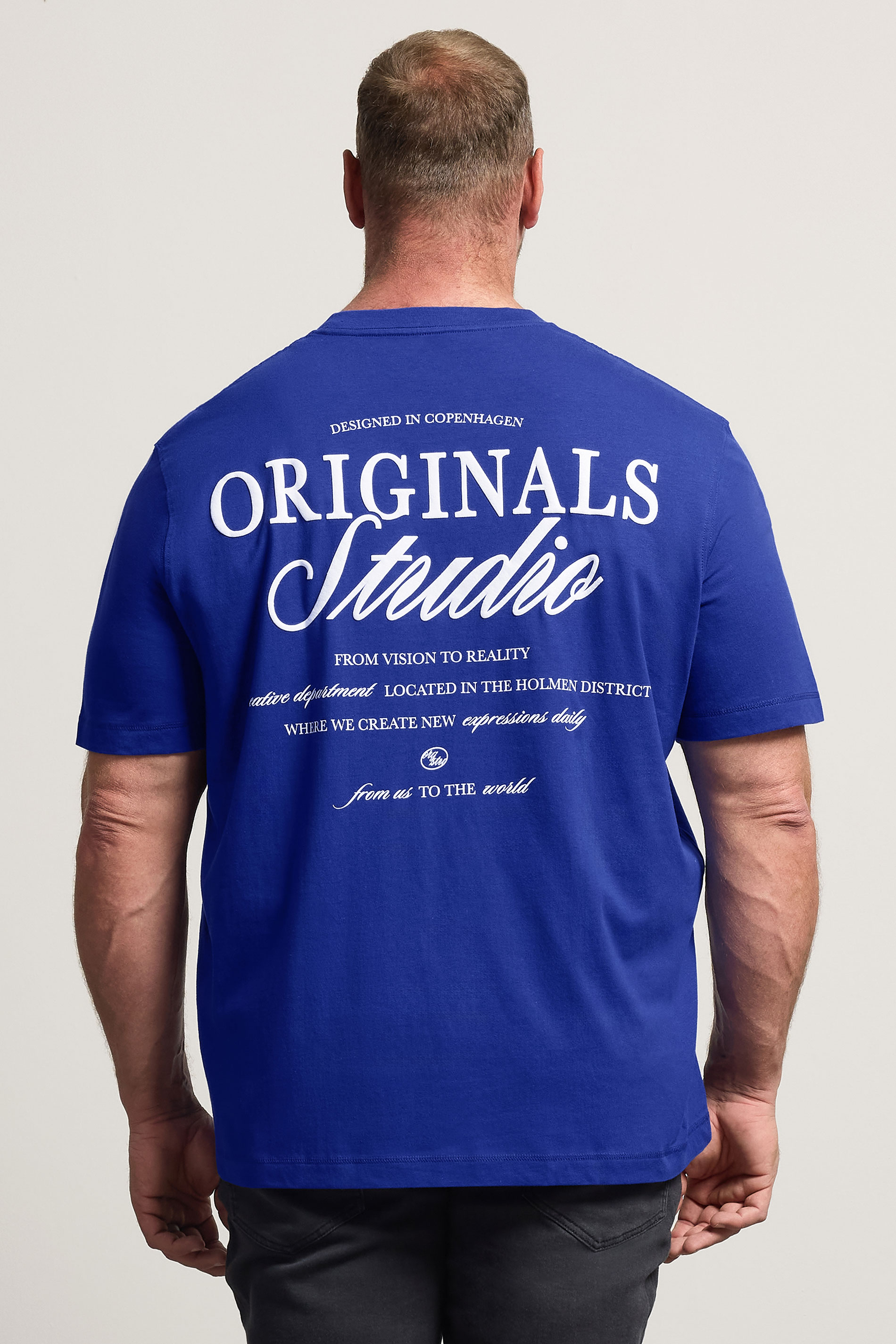 JACK & JONES Big & Tall Blue Crew Neck Back Graphic Tee | BadRhino 2