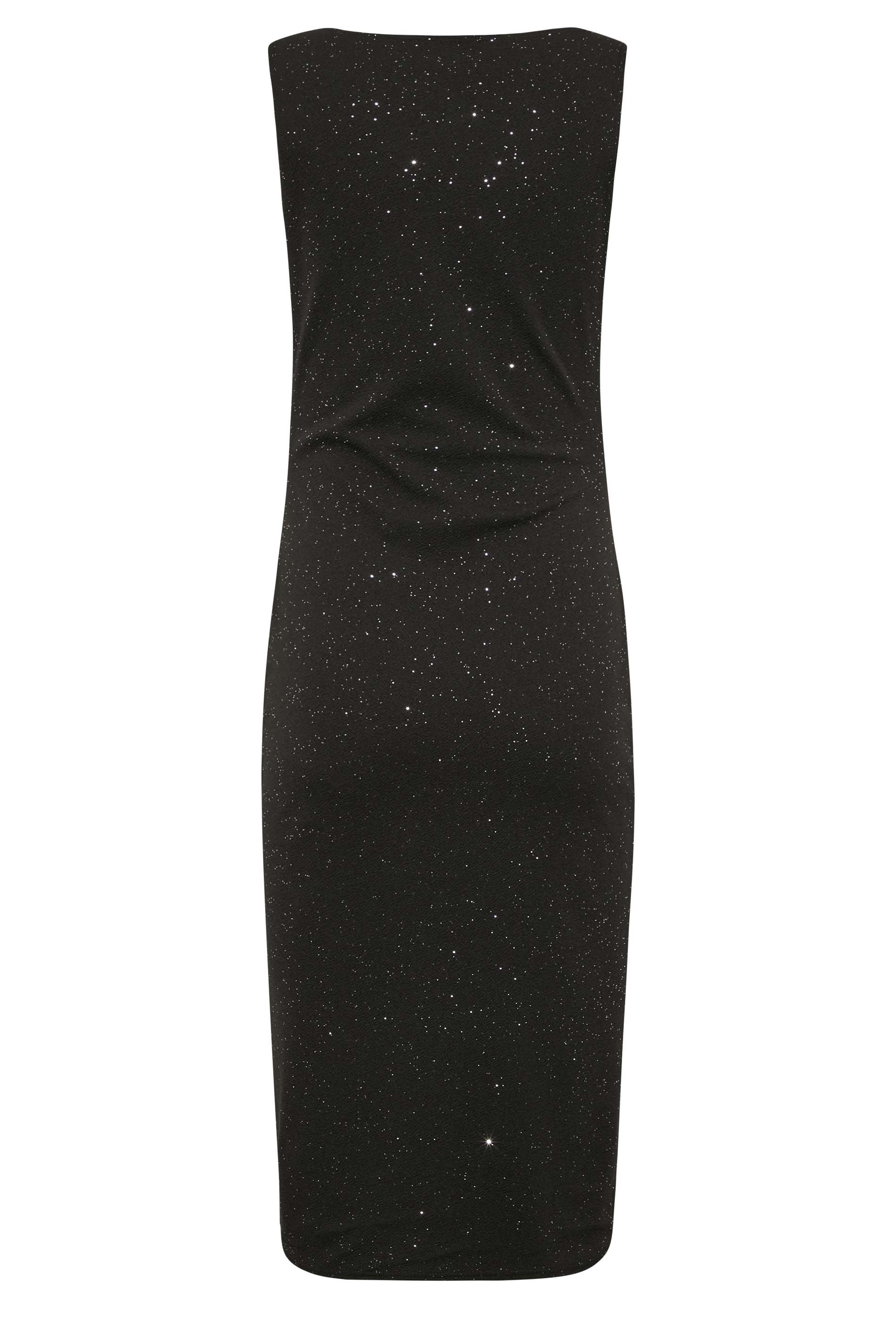 LTS Tall Women's Black Glitter Notch Neck Midi Dress | Long Tall Sally 3