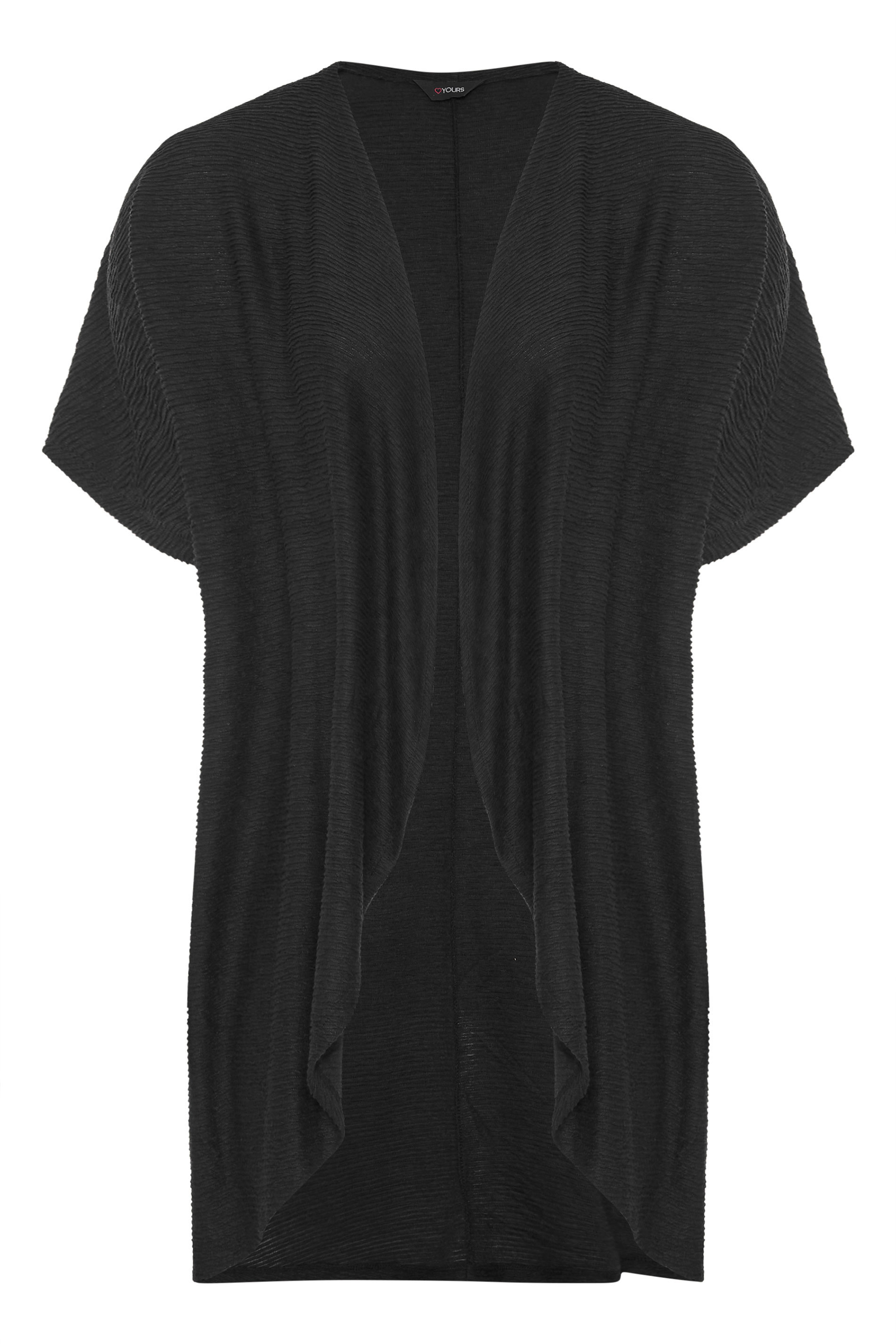 Black Waterfall Short Sleeve Cardigan | Yours Clothing