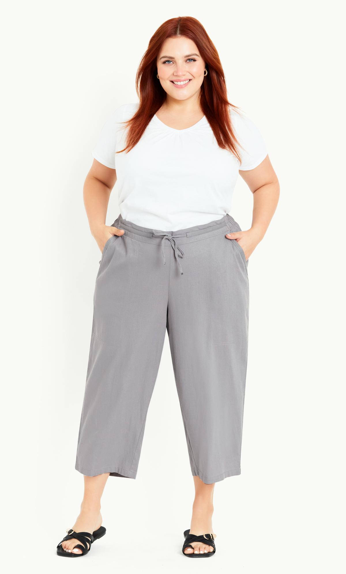 Linen Blend Crop Grey Trouser 1