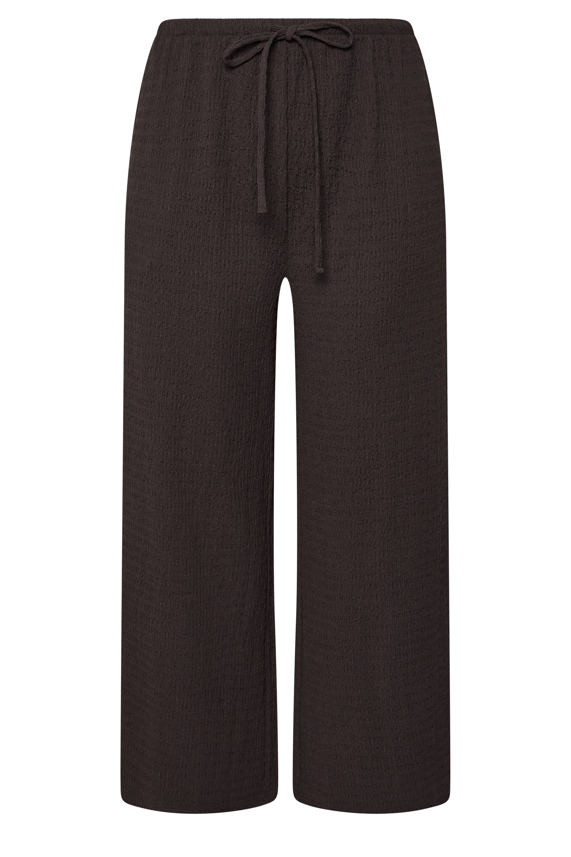 YOURS Plus Size Chocolate Brown Wide Leg Crinkle Trousers | Yours Clothing 6