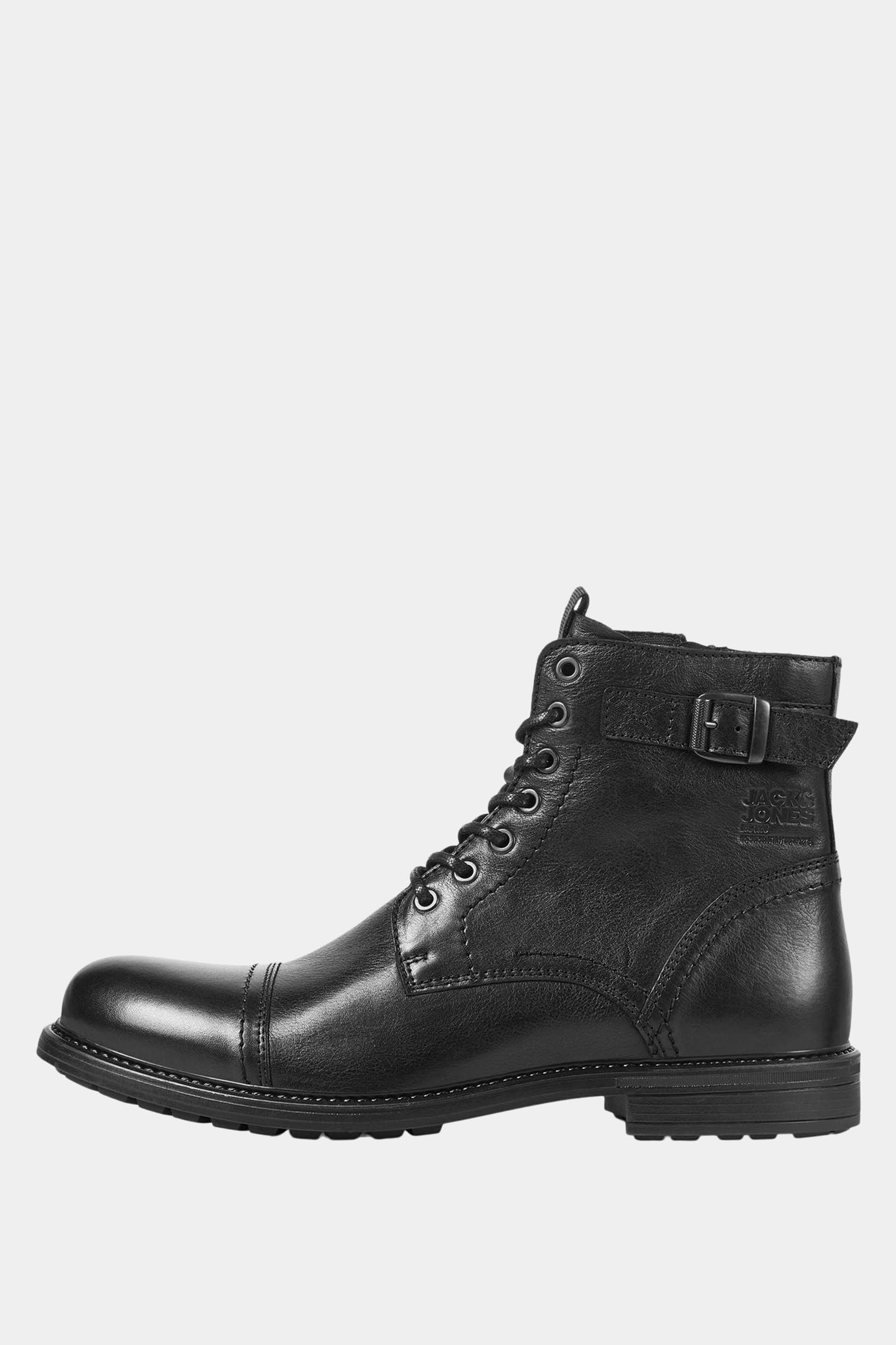 JACK & JONES Big & Tall Black Leather Boots | BadRhino 2