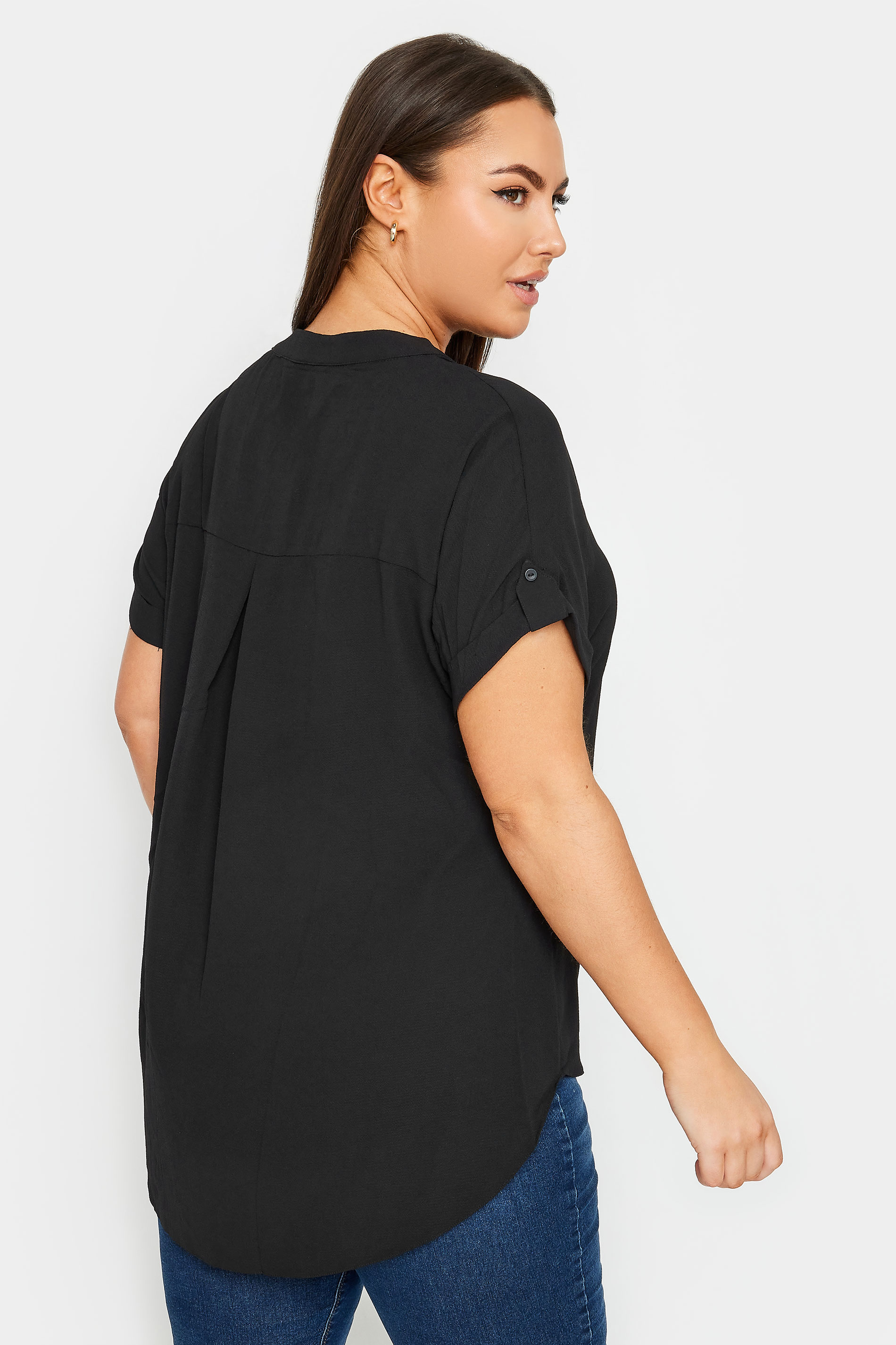 YOURS Plus Size Black Button Through Shirt | Yours Clothing 3