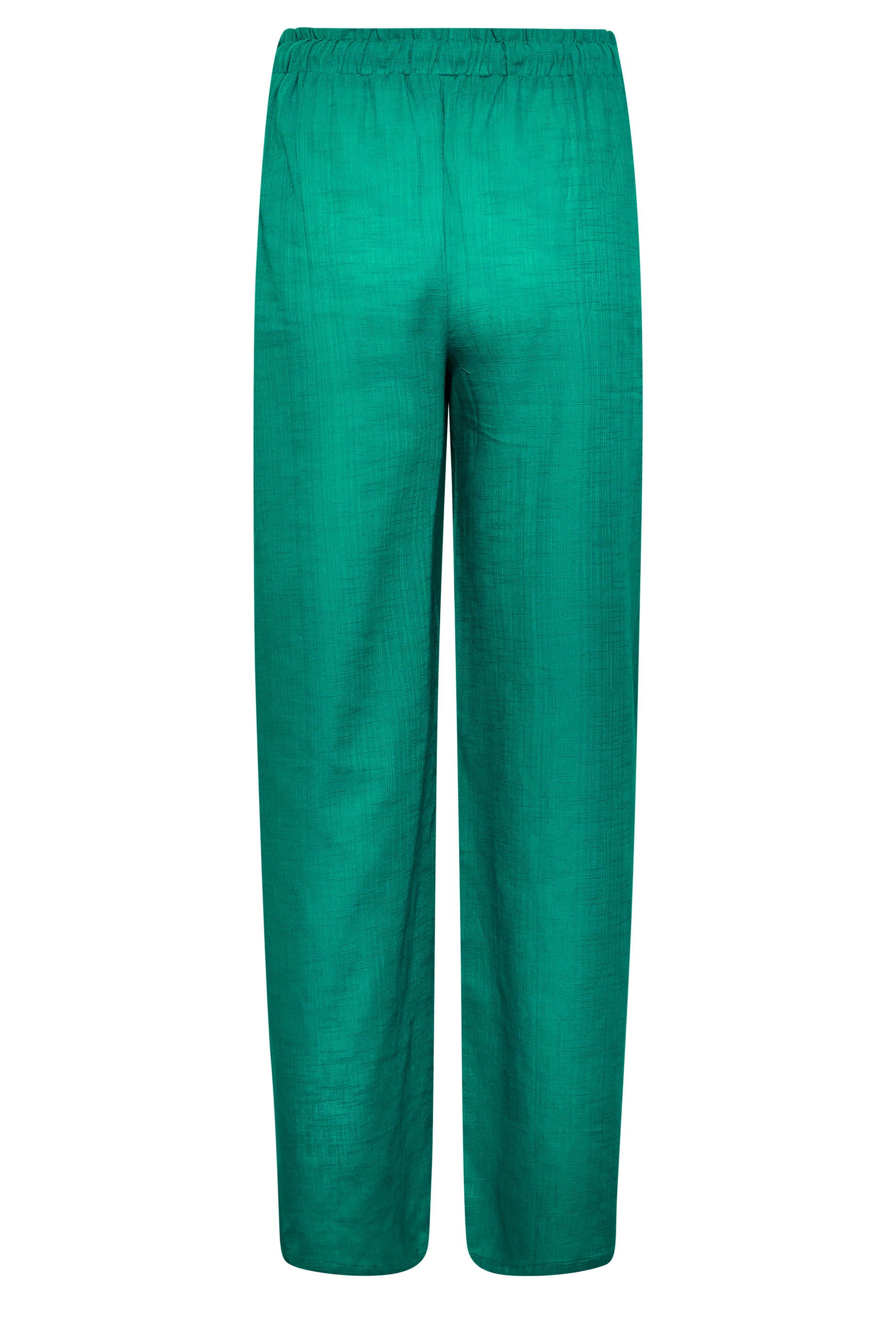 LTS Tall Women's Green Cotton Wide Leg Beach Trousers | Long Tall Sally 3