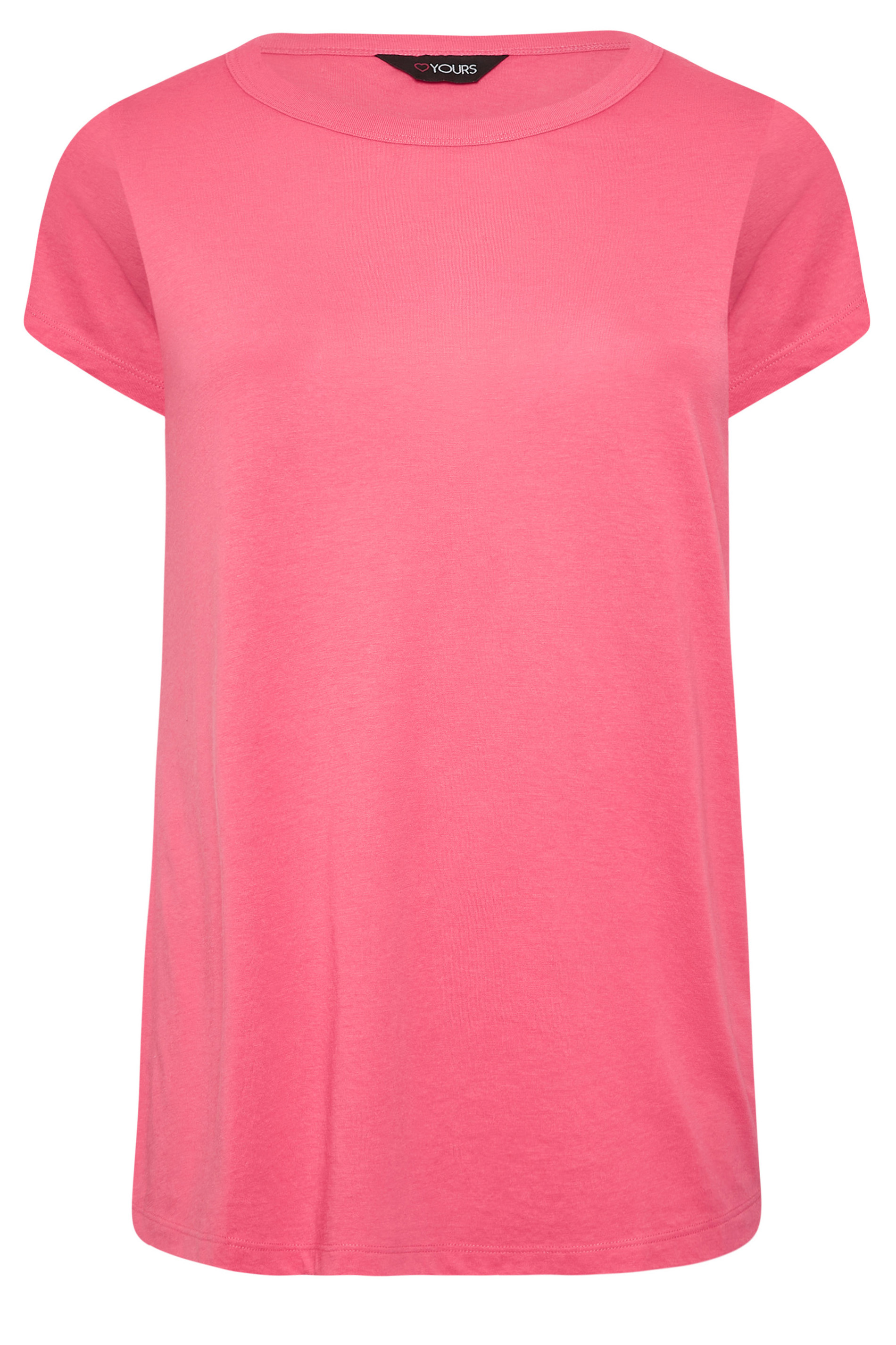 Plus Size Bright Pink Essential Short Sleeve T-Shirt | Yours Clothing