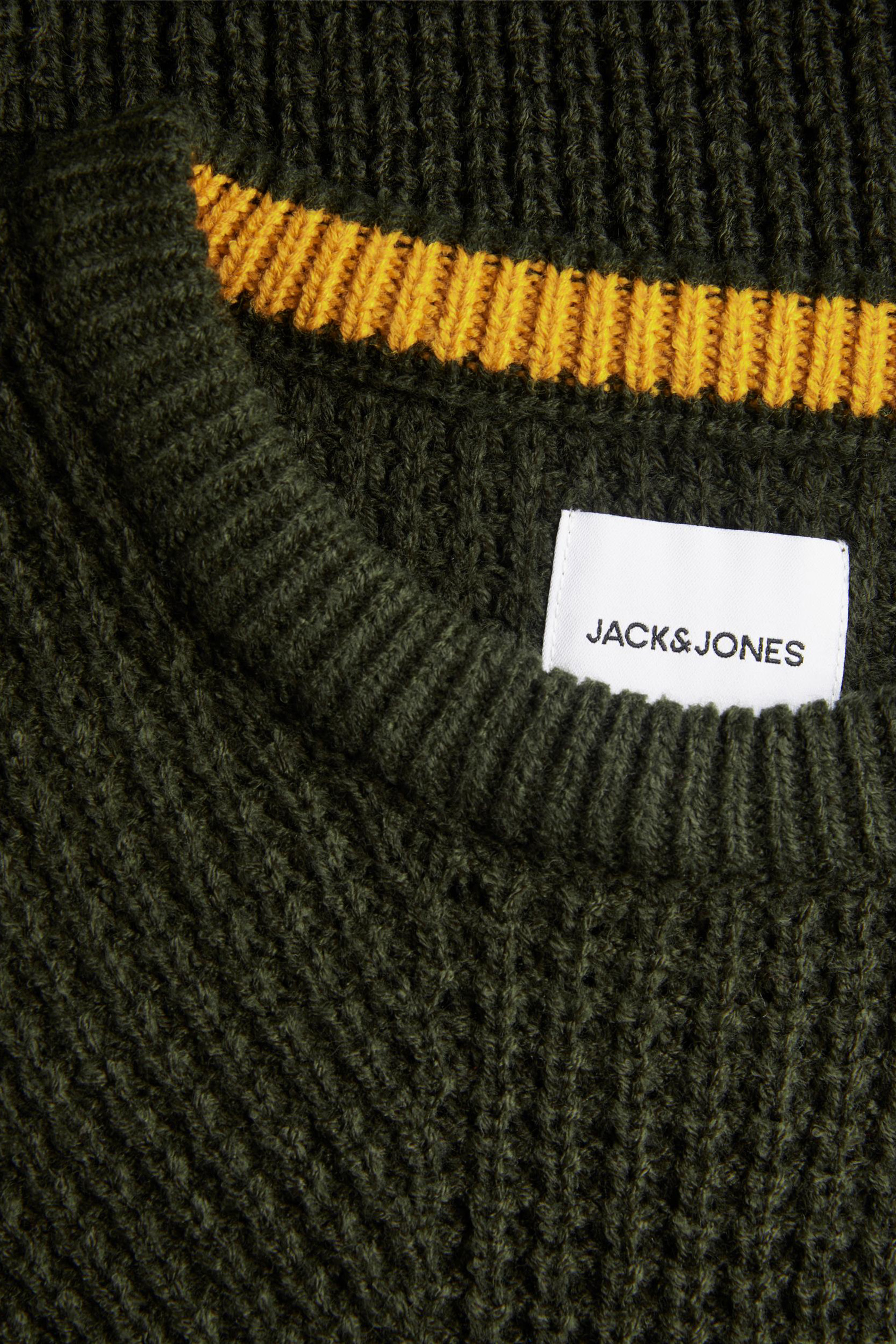 JACK & JONES Big & Tall Khaki Green Knitted Crew Neck Jumper | BadRhino 2