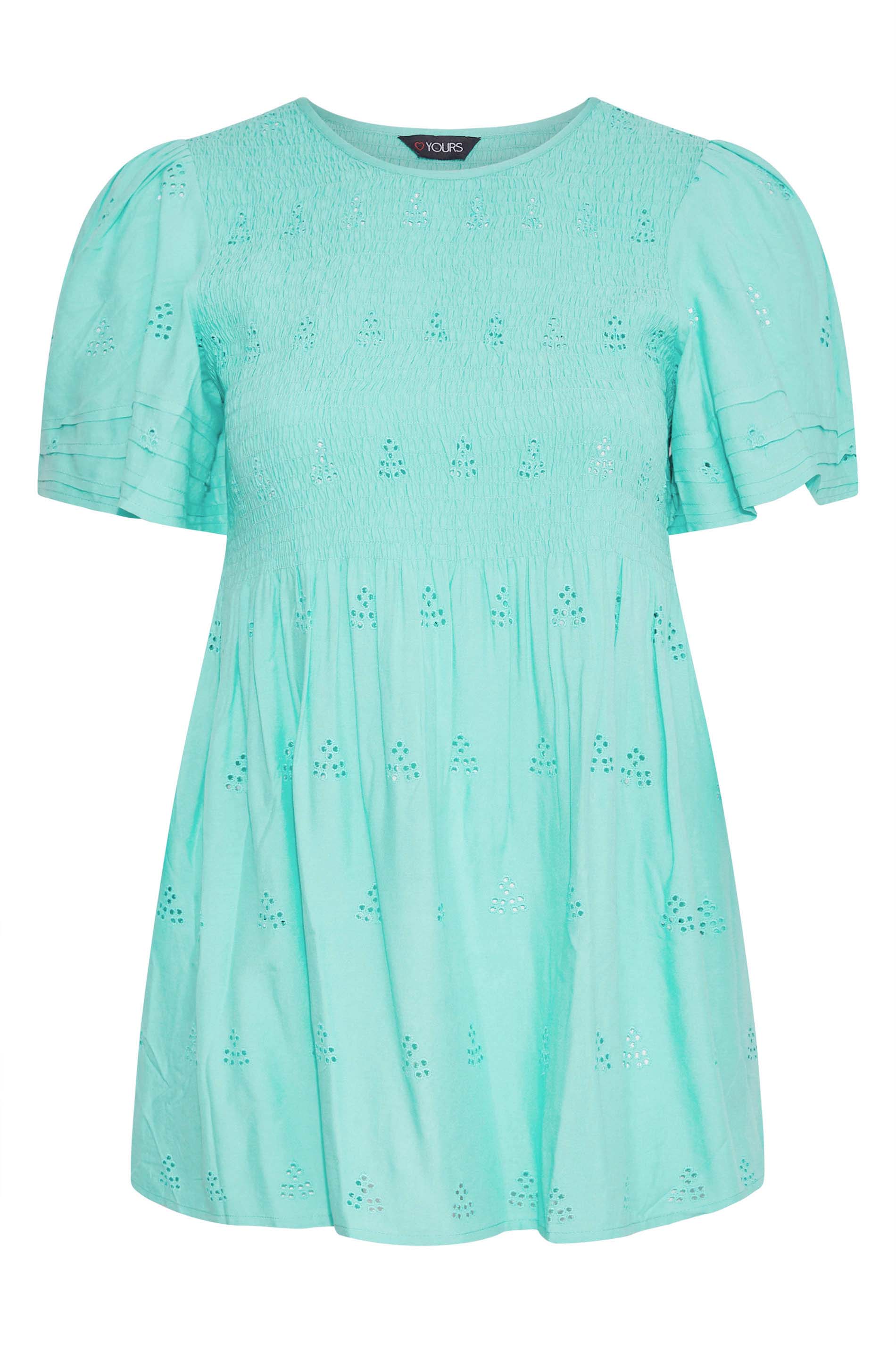 Grande taille  Tops Grande taille  Blouses & Chemisiers | LIMITED COLLECTION - Top Bleu-Vert Design Brodé - PU34412