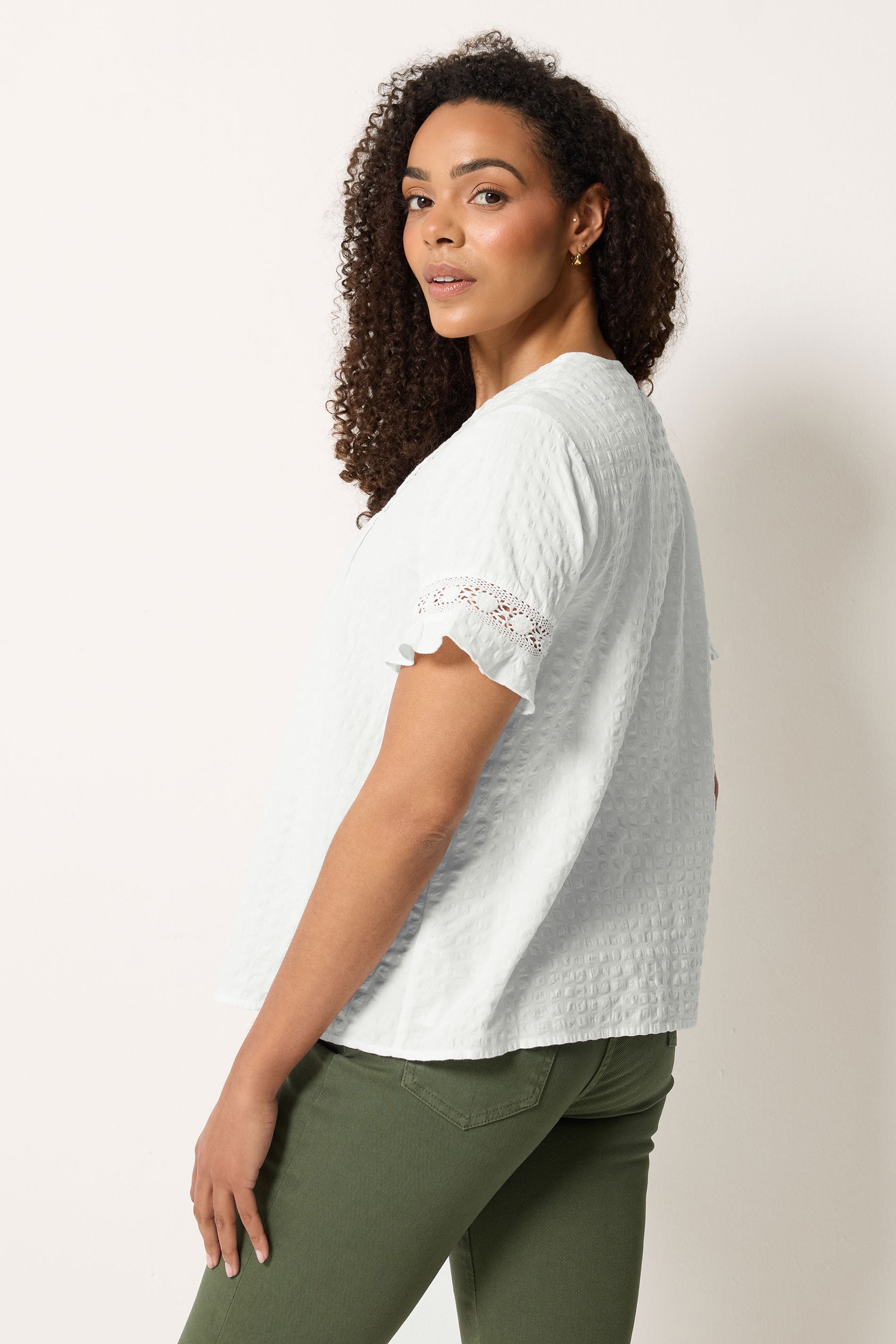 M&Co Ivory White Embroidered Cotton Ruffle Top | M&Co 2