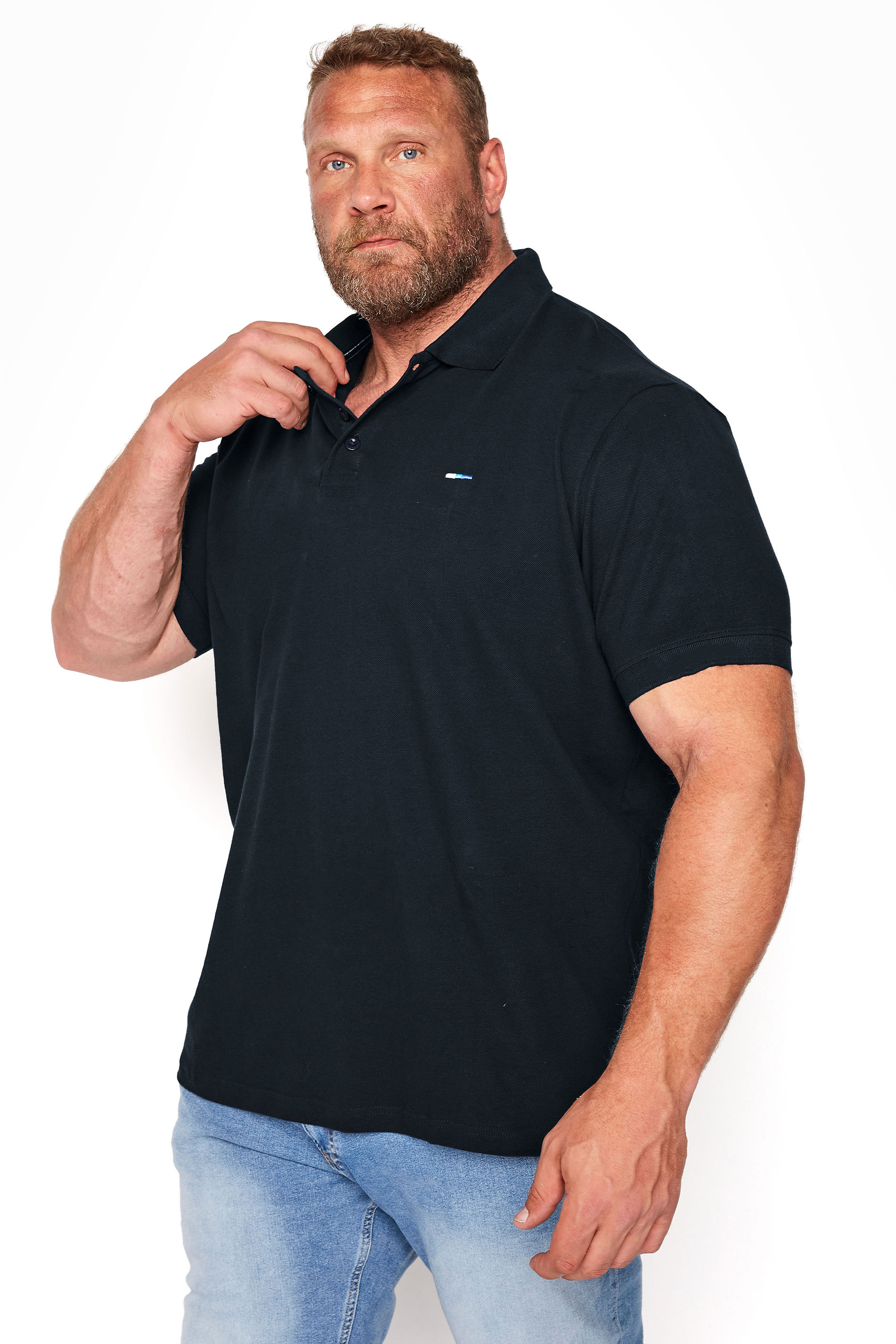 BadRhino Big & Tall Navy Blue Essential Polo Shirt 1