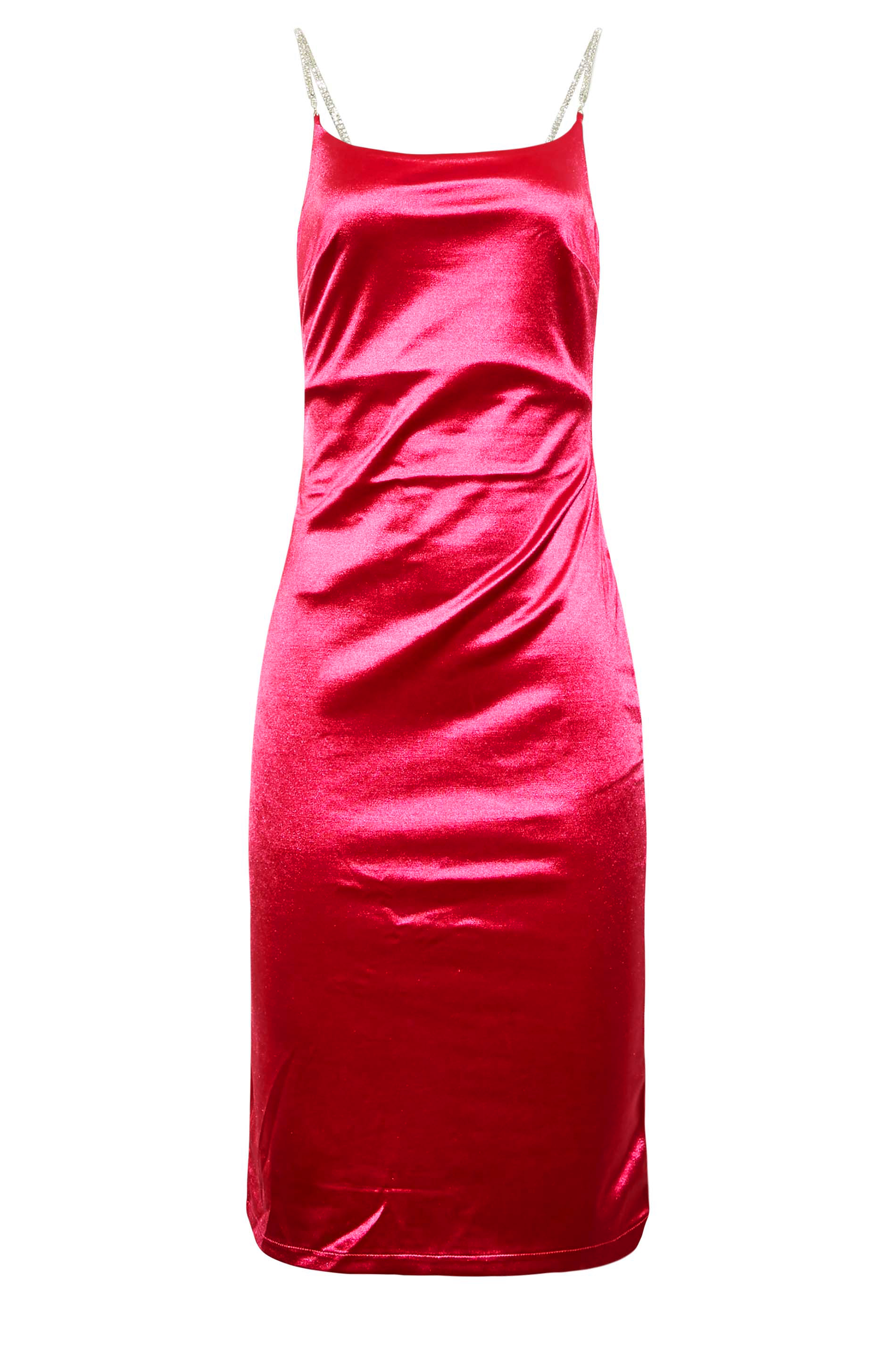 LTS Tall Hot Pink Diamante Strap Satin Mini Slip Dress | Long Tall Sally 2