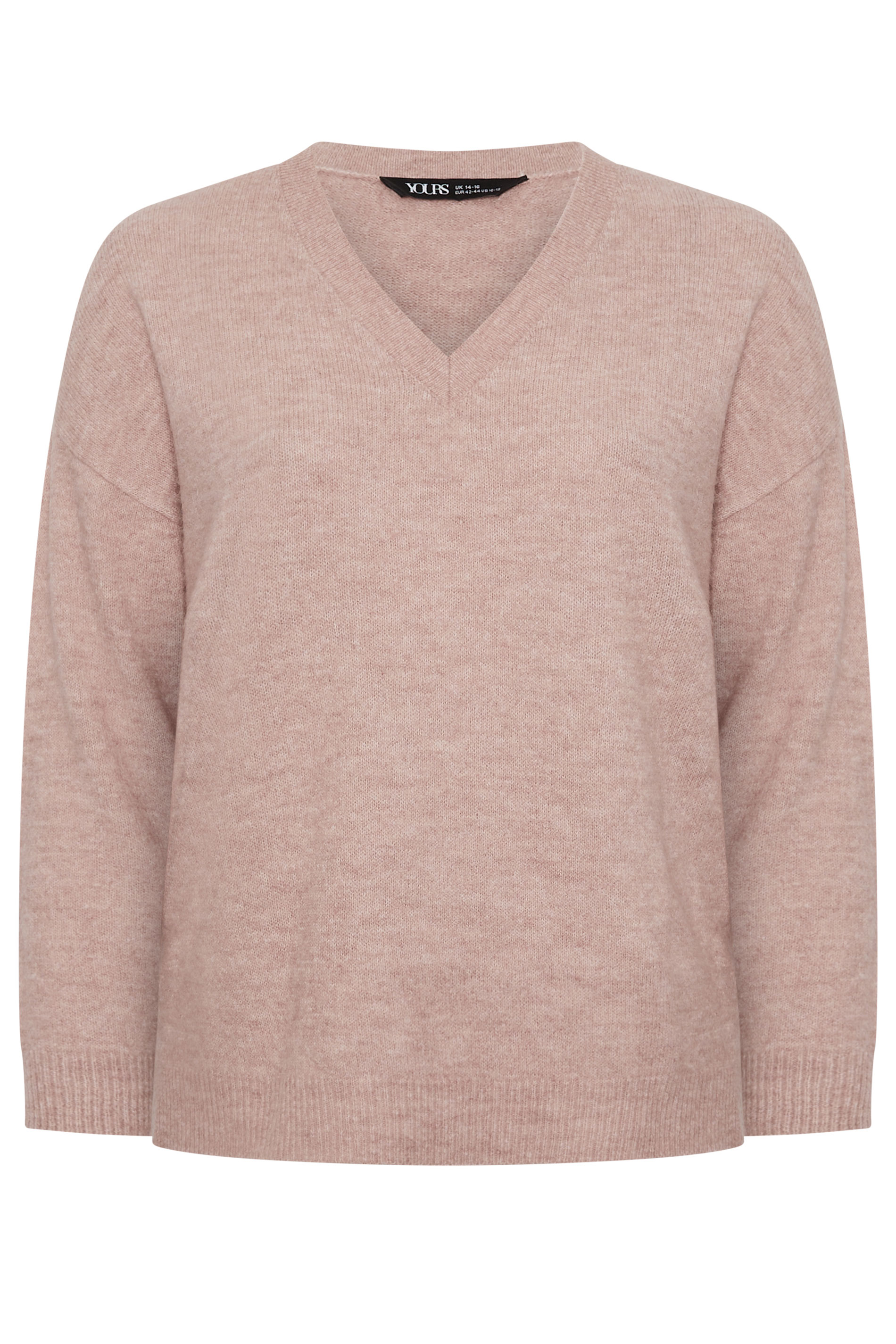 YOURS Plus Size Pink V-Neck Soft Touch Jumper | Yours Clothing 6