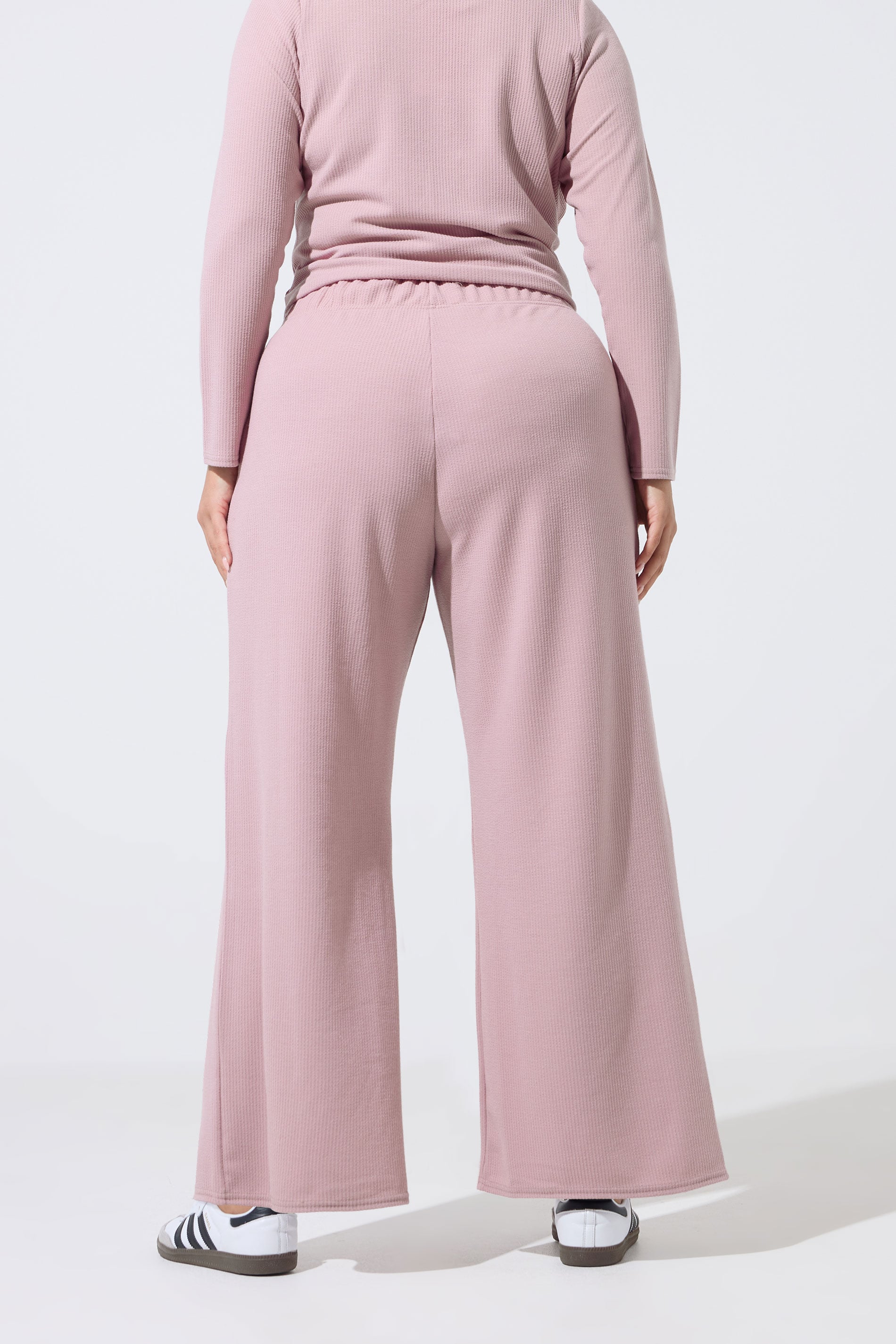 LIMITED COLLECTION Plus Size Pink Crinkle Wide Leg Trousers | Yours Clothing 2