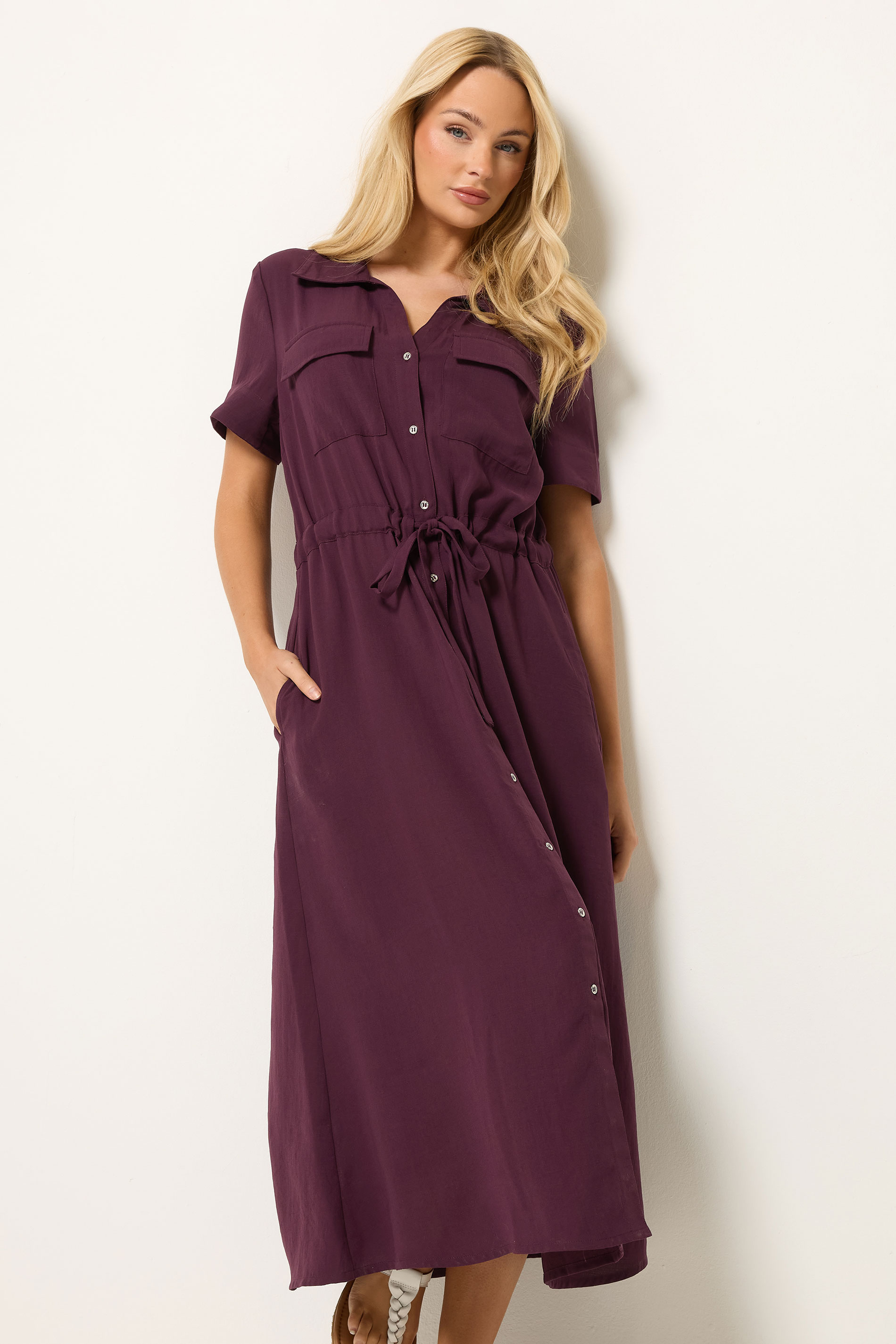 M&Co Berry Purple Utility Shirt Dress | M&Co 3