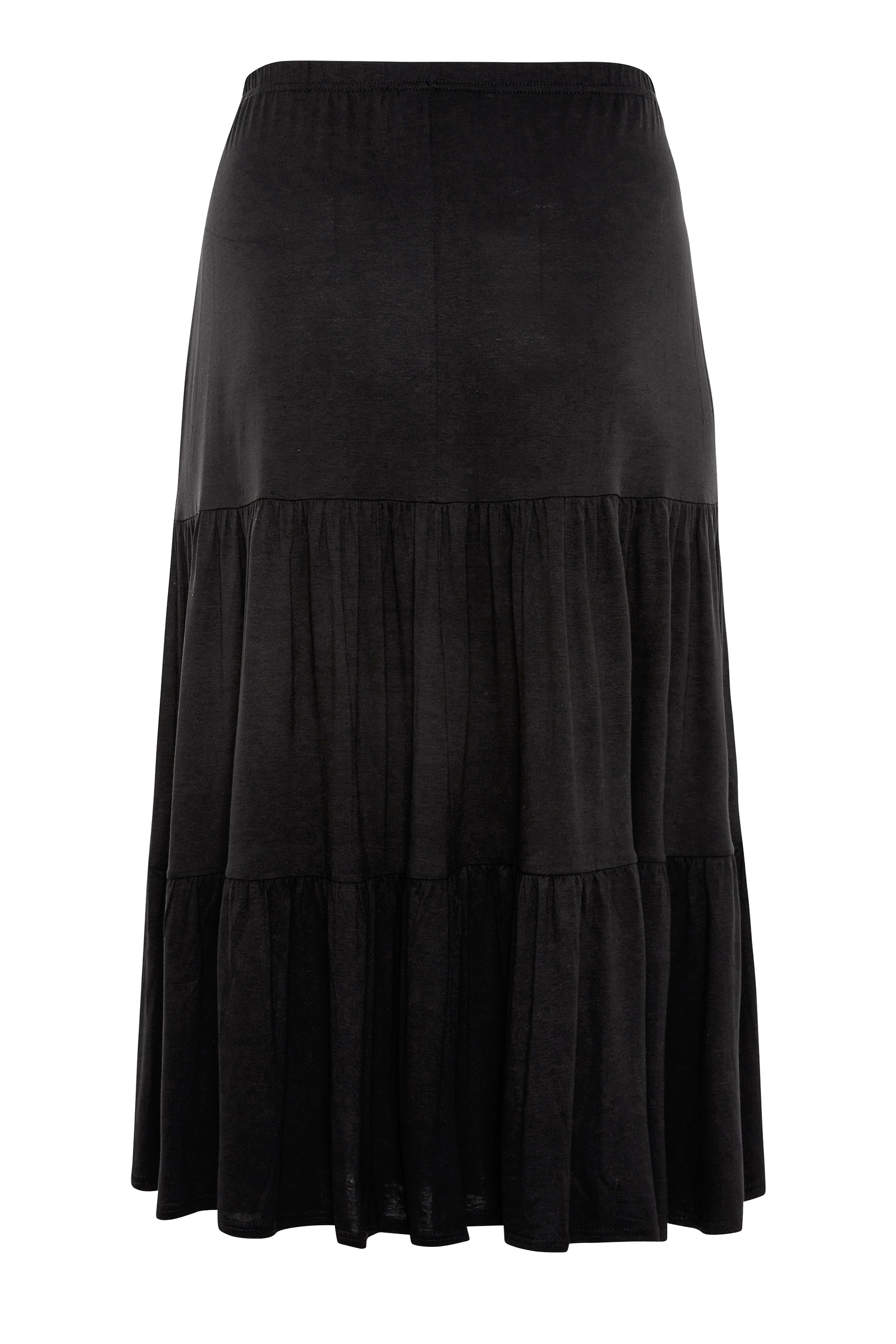 Plus Size Black Jersey Tiered Maxi Skirt Yours Clothing 5835