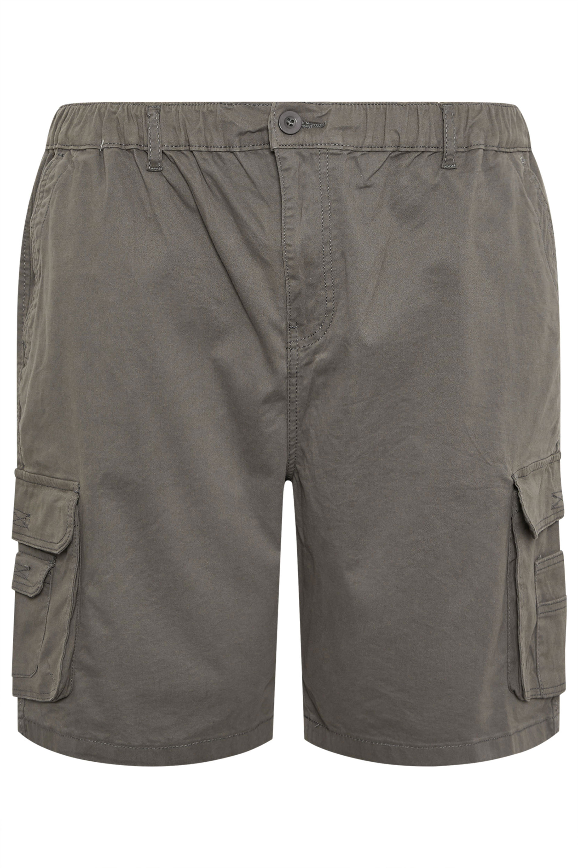 KAM Big & Tall Slate Grey Elastic Waist Cargo Shorts | BadRhino 2
