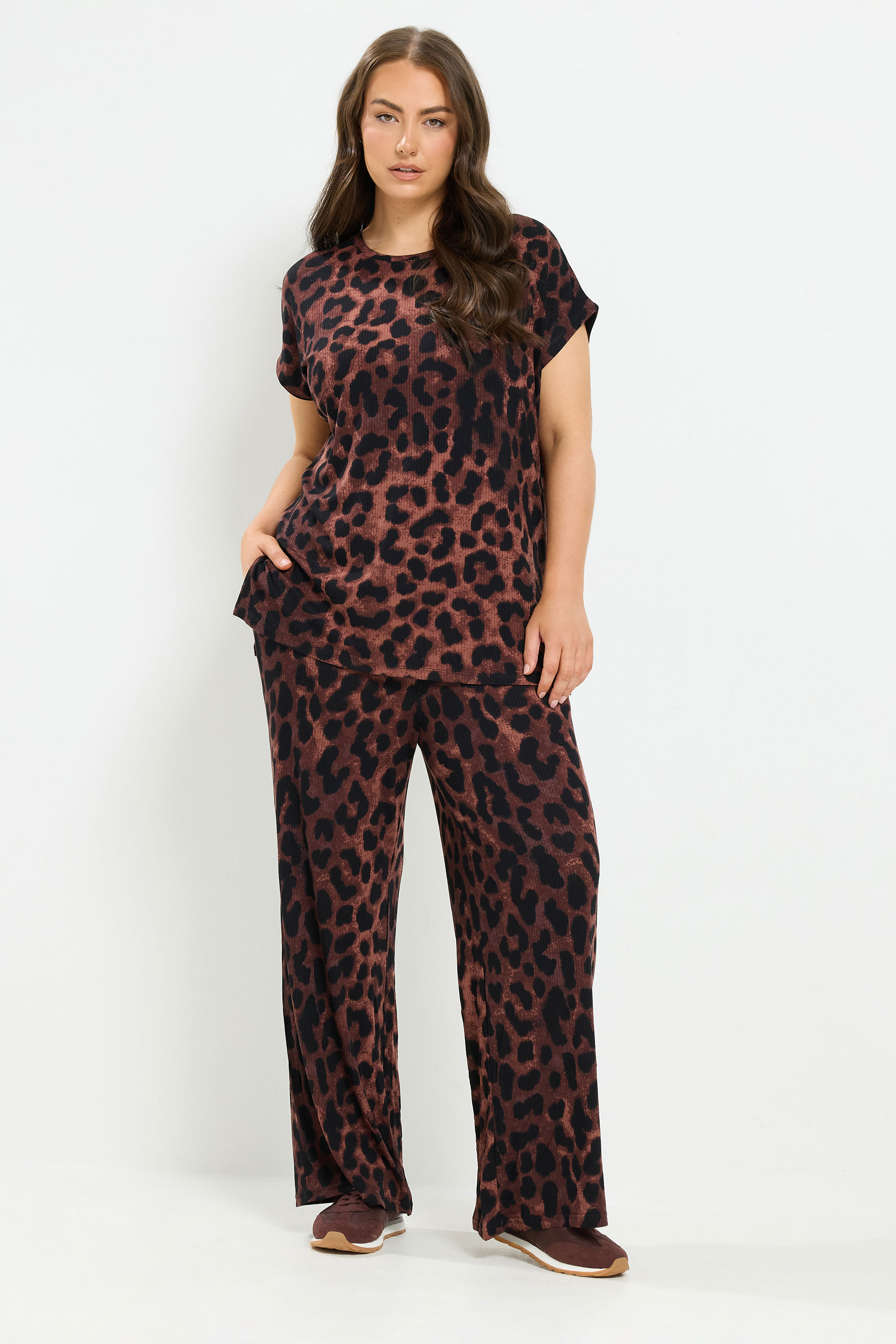 YOURS Plus Size Brown Leopard T-Shirt | Yours Clothing 1