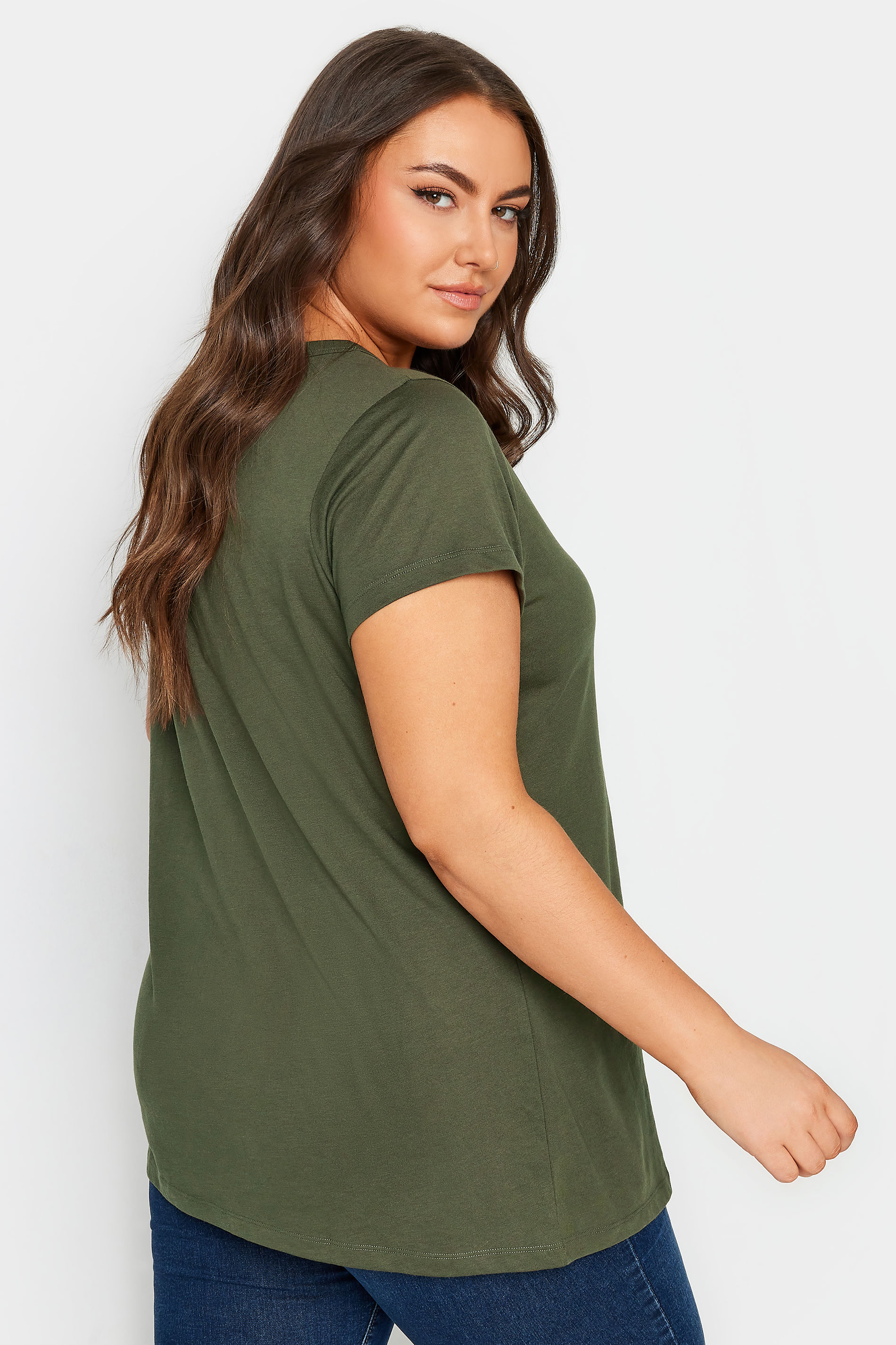 YOURS Plus Size Olive Green Essential T-Shirt | Yours Clothing 3