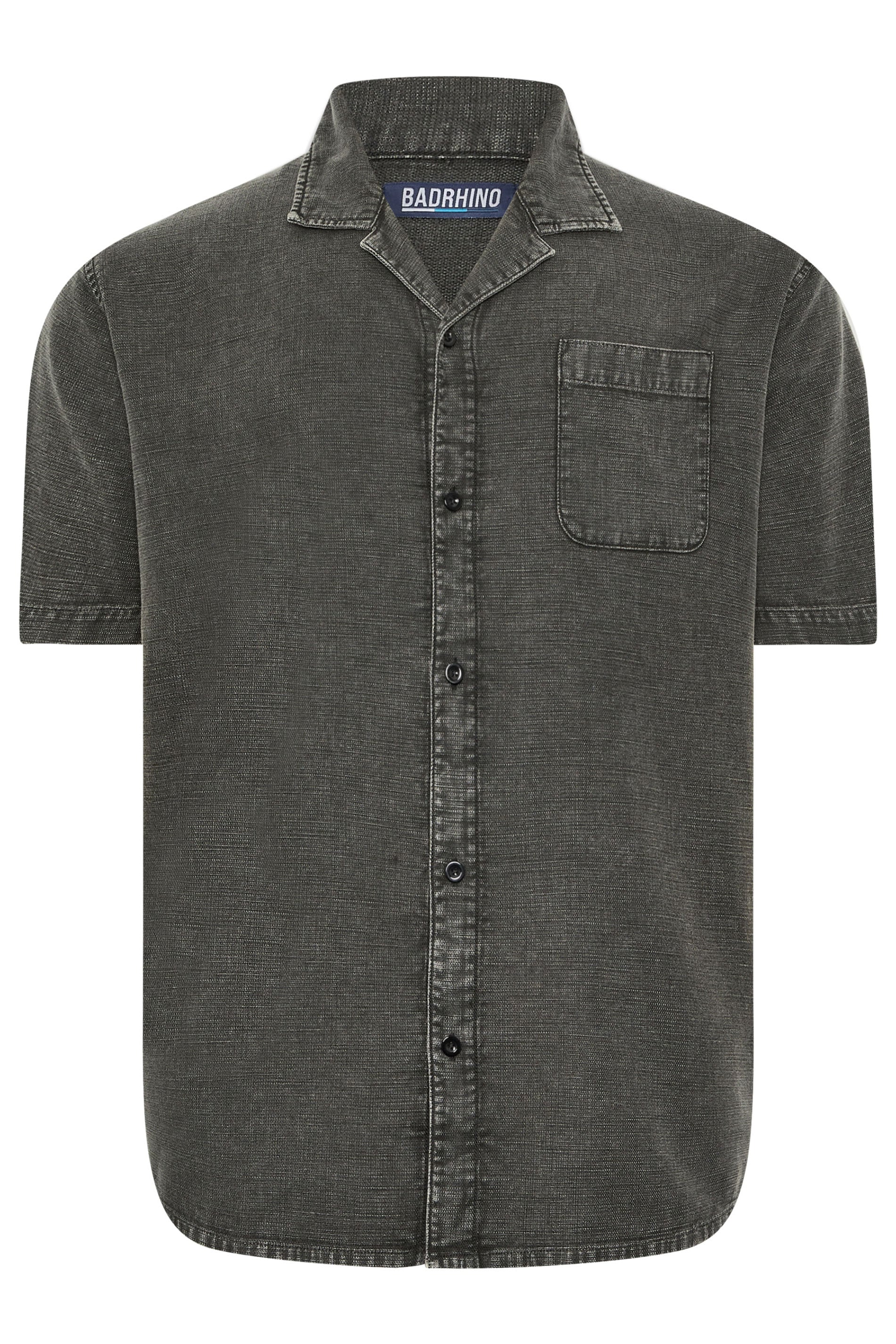 BadRhino Big & Tall Grey Acid Wash Cotton Shirt | BadRhino 6