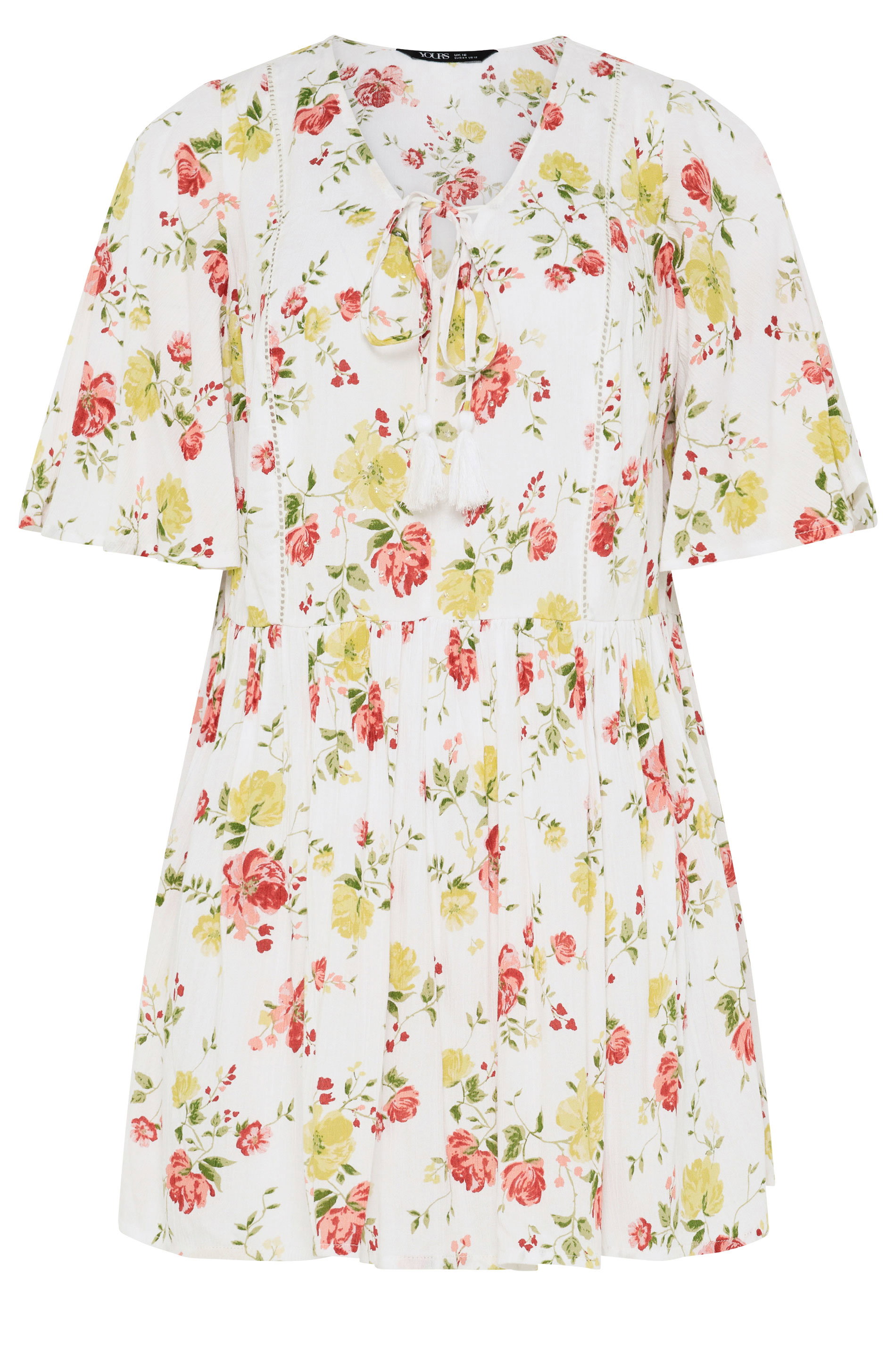 YOURS Plus Size White Floral Peplum Blouse | Yours Clothing  5