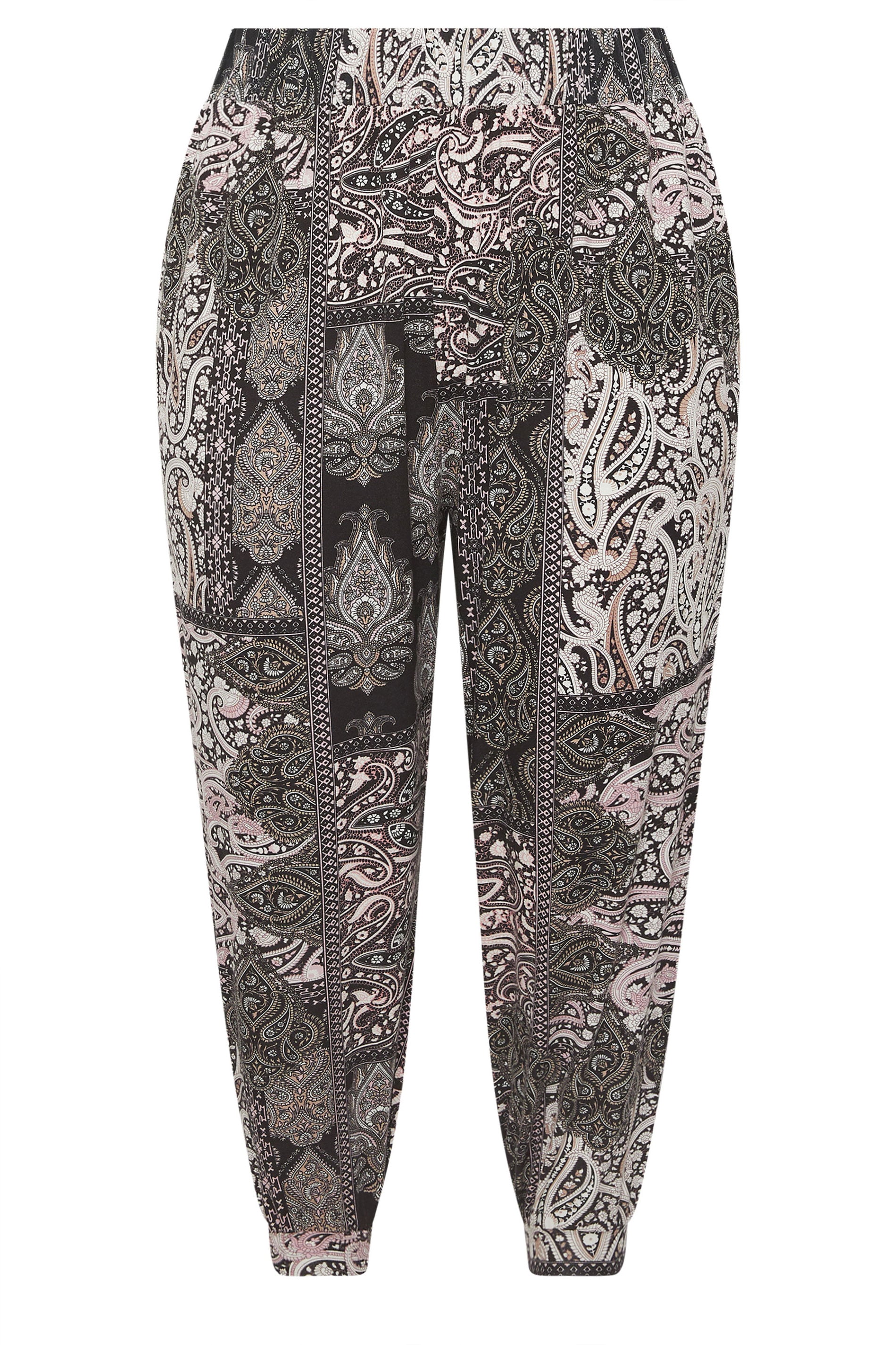 YOURS Plus Size Black Paisley Cropped Trousers | Yours Clothing 5