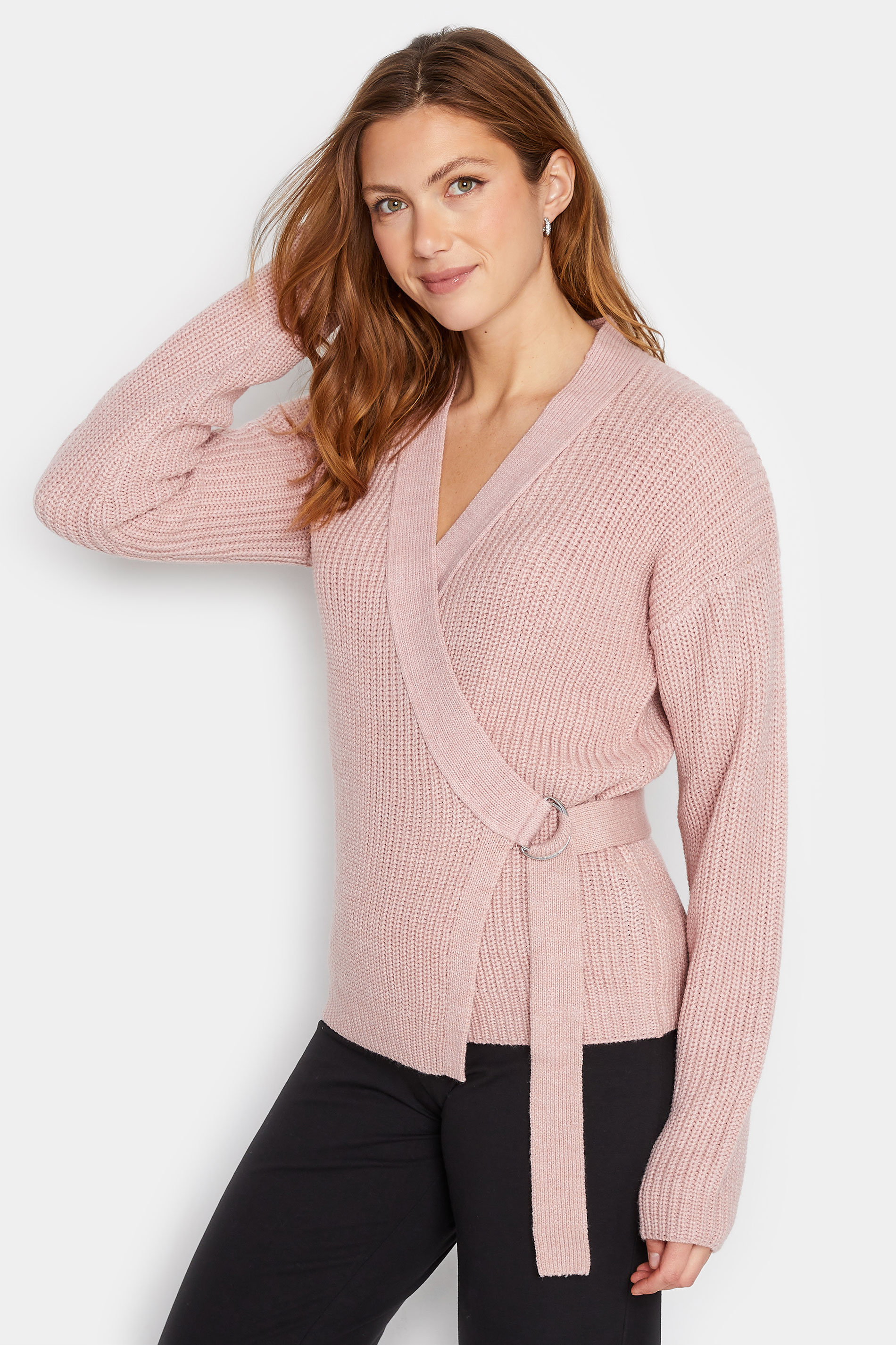 LTS Tall Womens Pale Pink Ballet Knitted Cardigan | Long Tall Sally 1