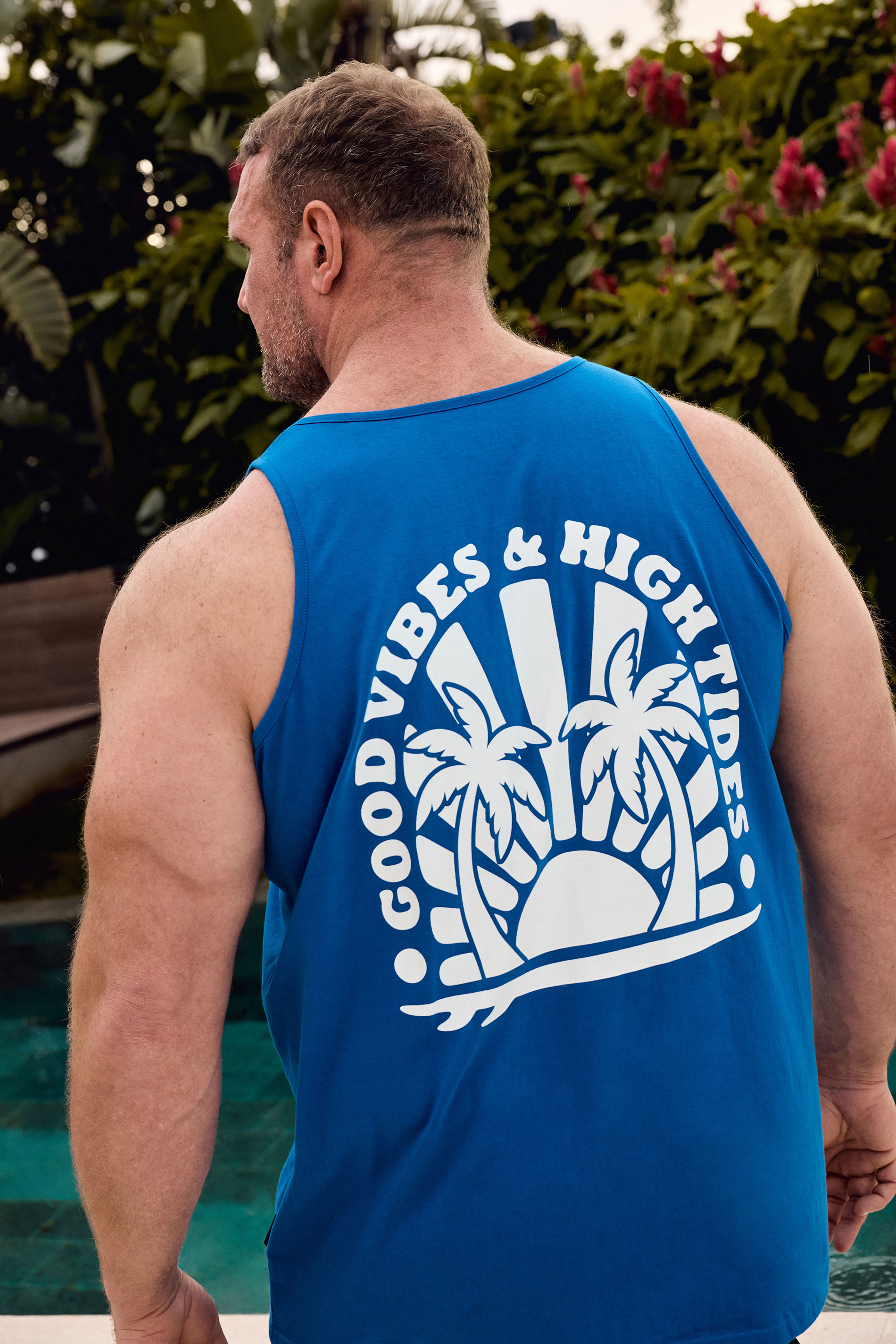 BadRhino Big & Tall Blue Extra Long Good Vibes Vest Top | BadRhino 3