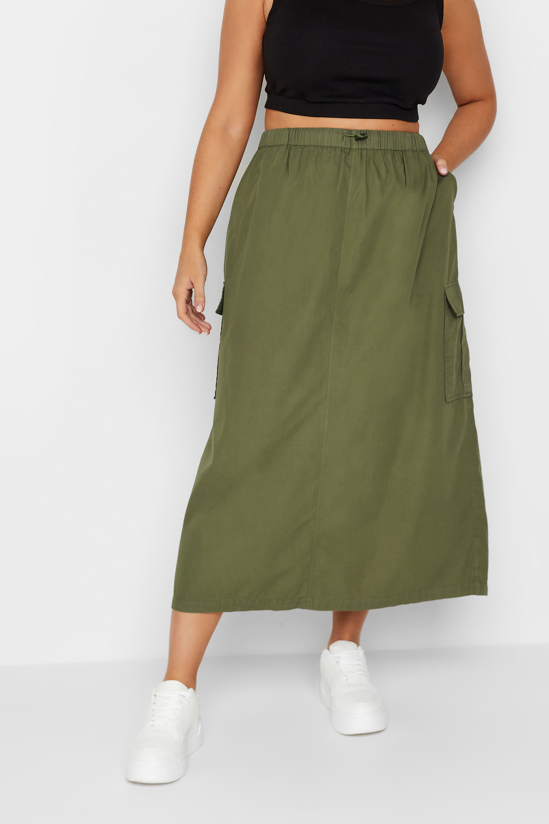 LIMITED COLLECTION Plus Size Green Parachute Skirt | Yours Clothing  1