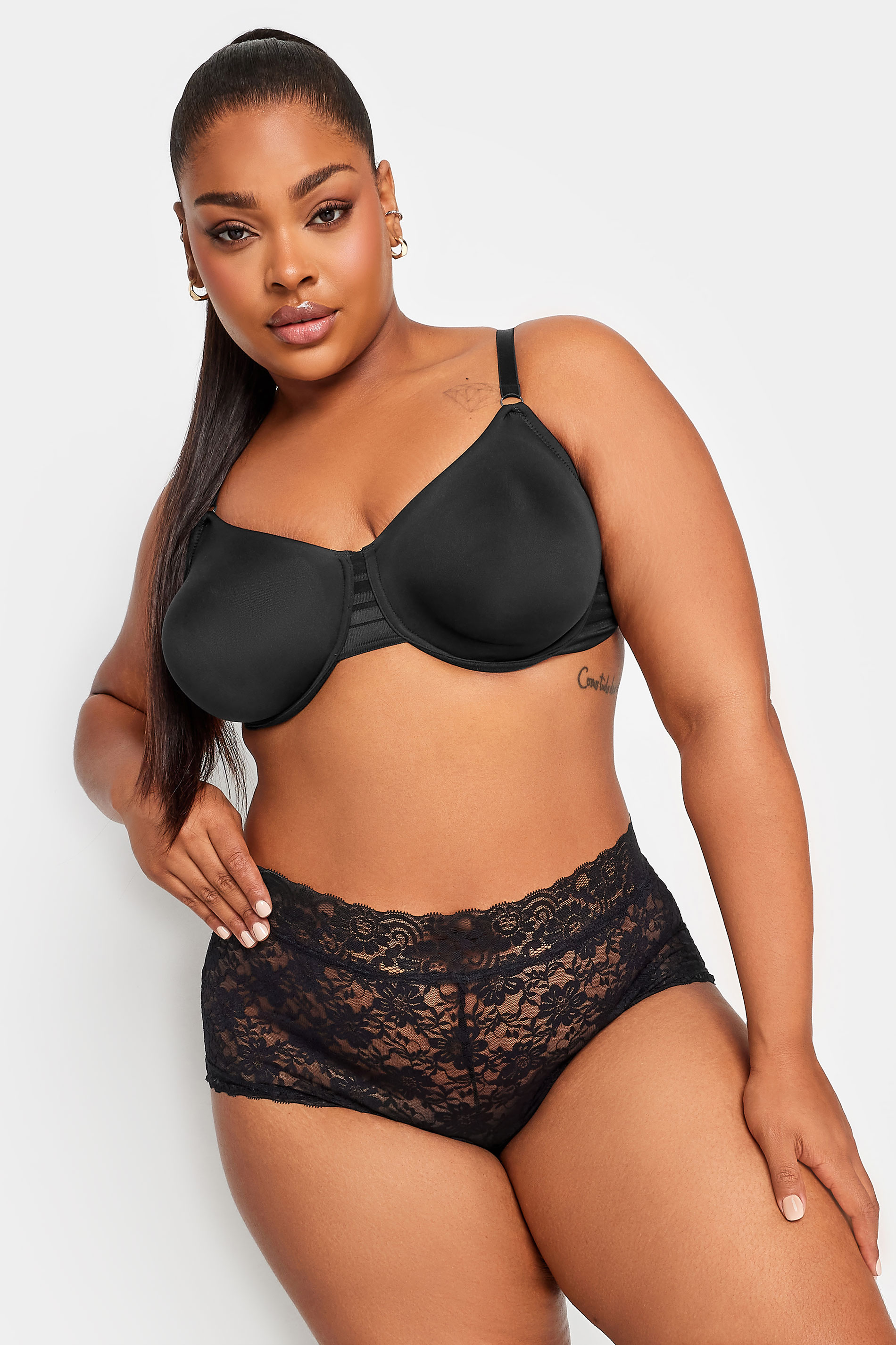 Black Underwired Non Padded Floral Lace Shapewear Body