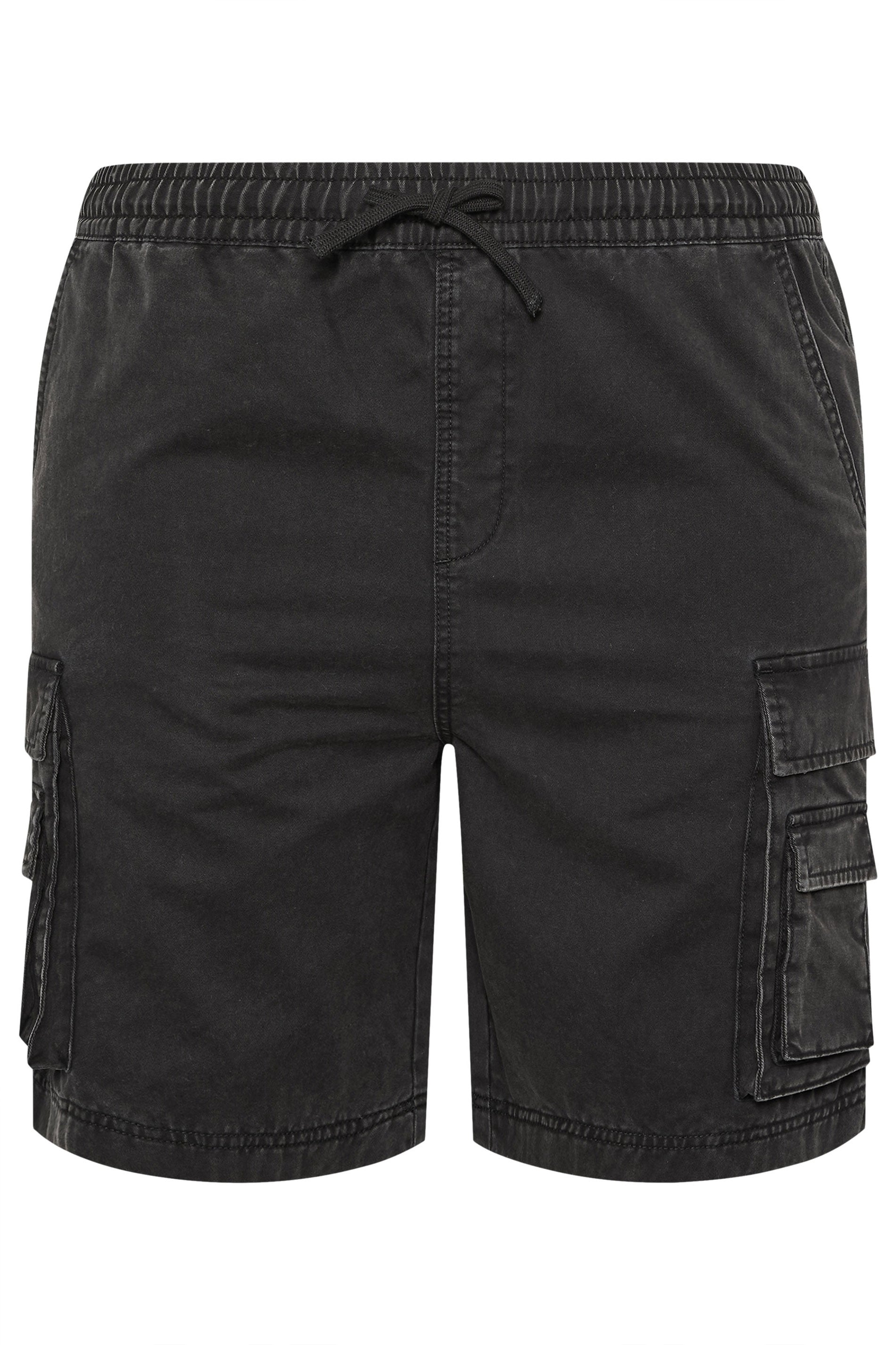 BadRhino Big & Tall Black Acid Washed Cargo Shorts | BadRhino 6