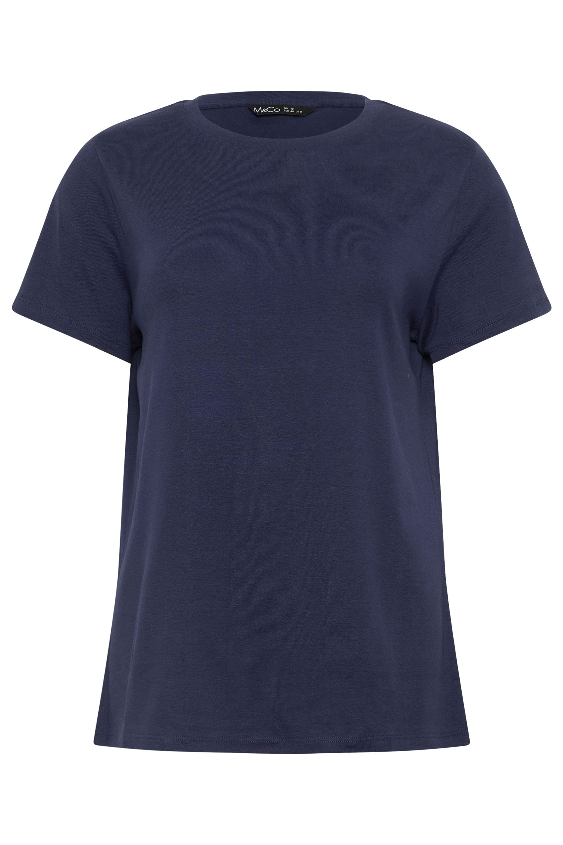 M&Co 2 PACK White and Navy Blue Cotton Crew Neck T-Shirts | M&Co 8